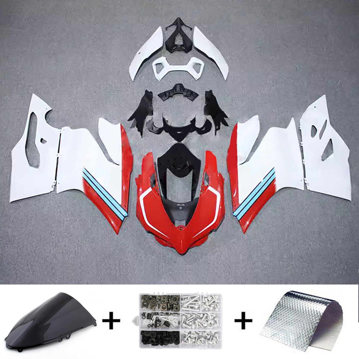 Amotopart 2012-2015 Ducati 1199 White Red Fairing Kit