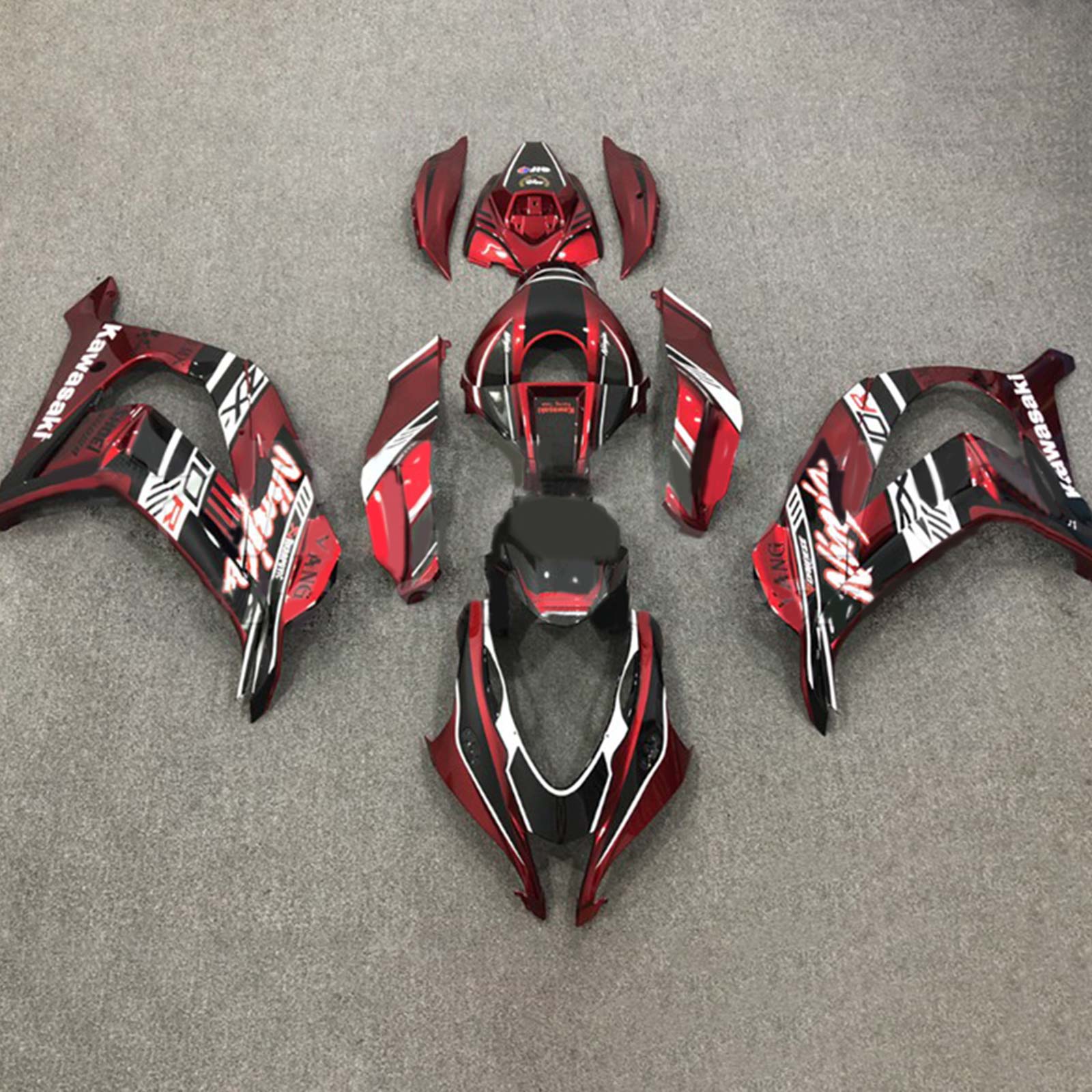 Amotopart 2016-2020 ZX10R Kawasaki Red & Black Style 5 Failing Kit