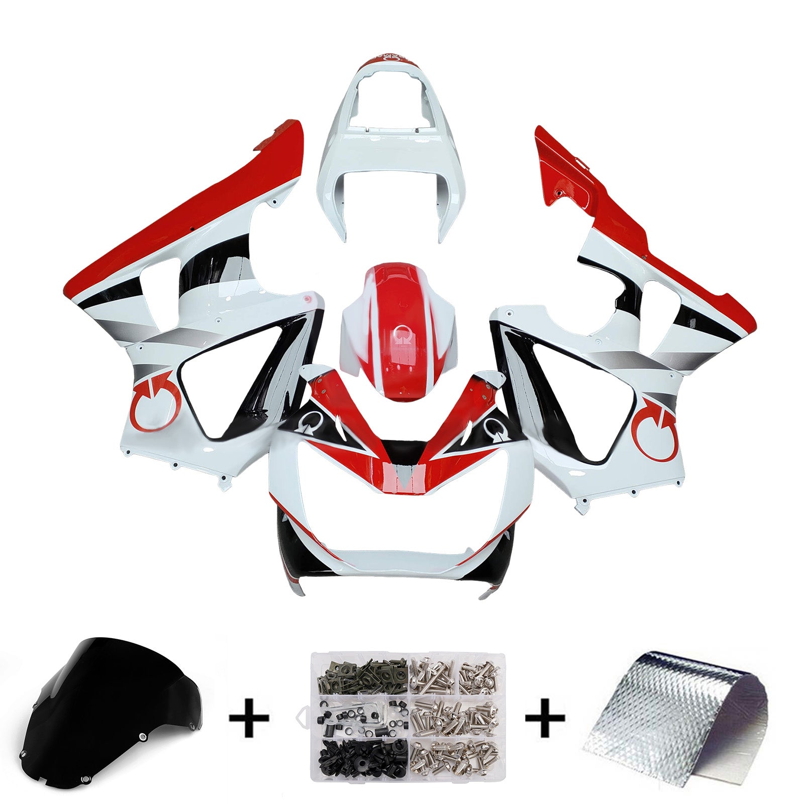 Amotopart 2000-2001 Honda CBR929RR White Red Fairing Kit