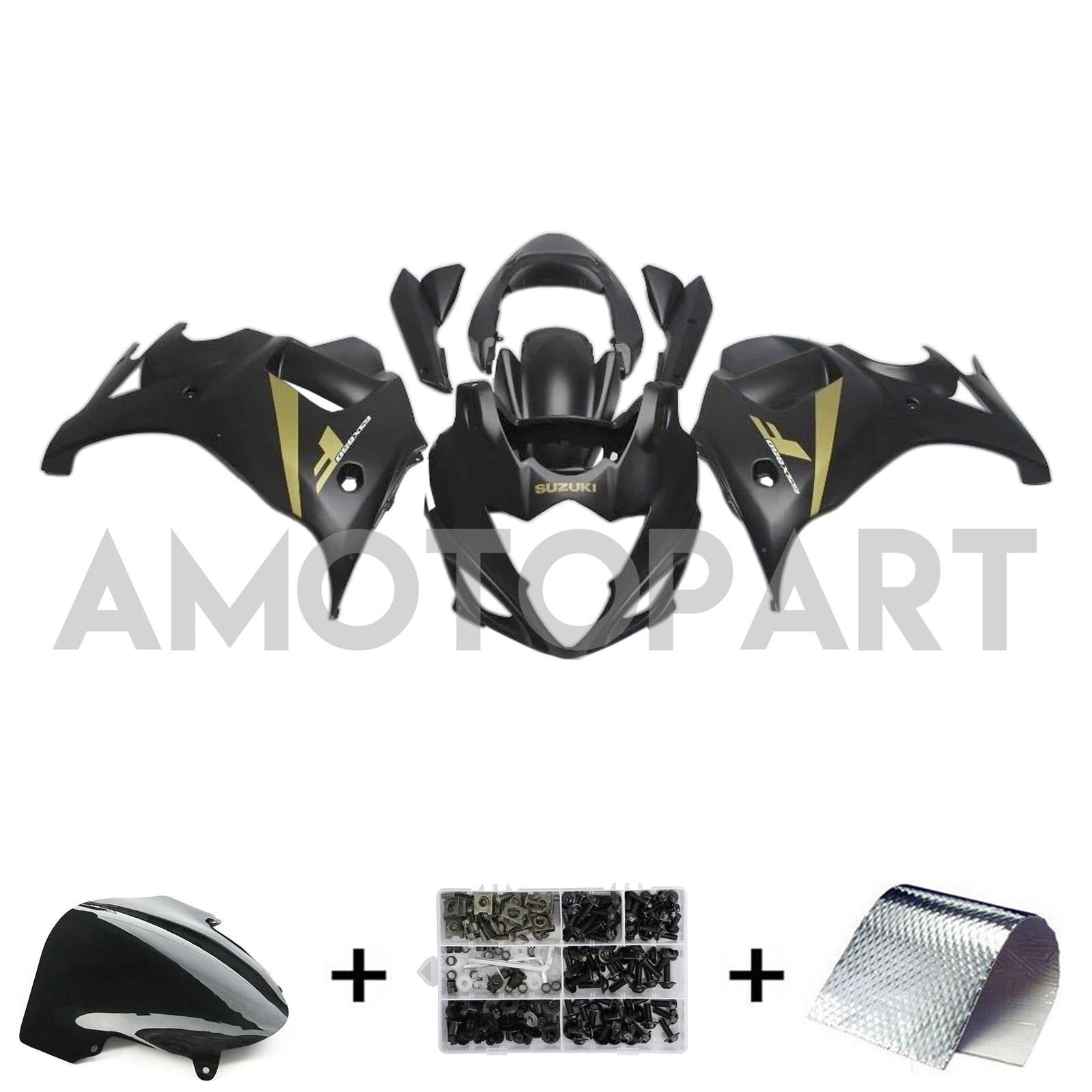 Amotopart 2008-2013 GSX650F Katana Suzuki Matte Black&Gold Fairing Kit