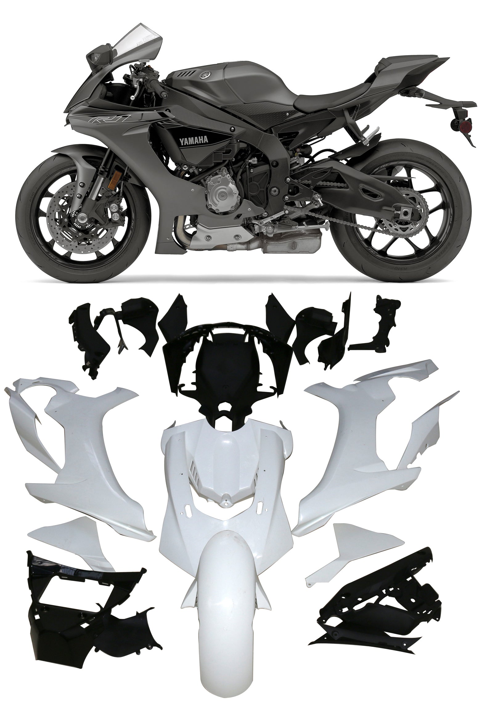 Amotopart 2015-2019 Yamaha YZF 1000 R1 Black Fairing Kit