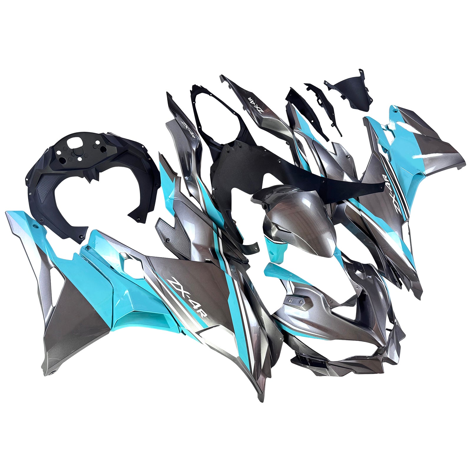 Amotopart 2019-2026 Kawasaki ZX-4R ZX-4RR ZX-25R Silver Blue Fairing Kit