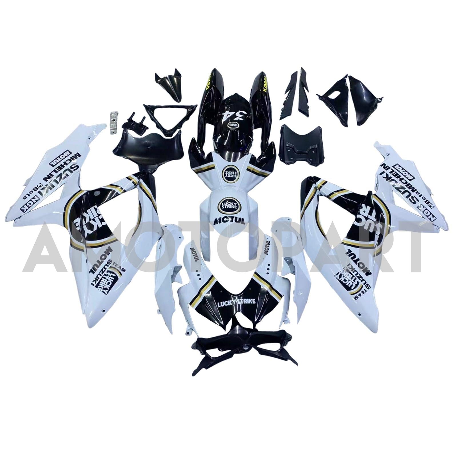 Amotopart 2008-2009 Suzuki GSXR 600/750 White Black Fairing Kit