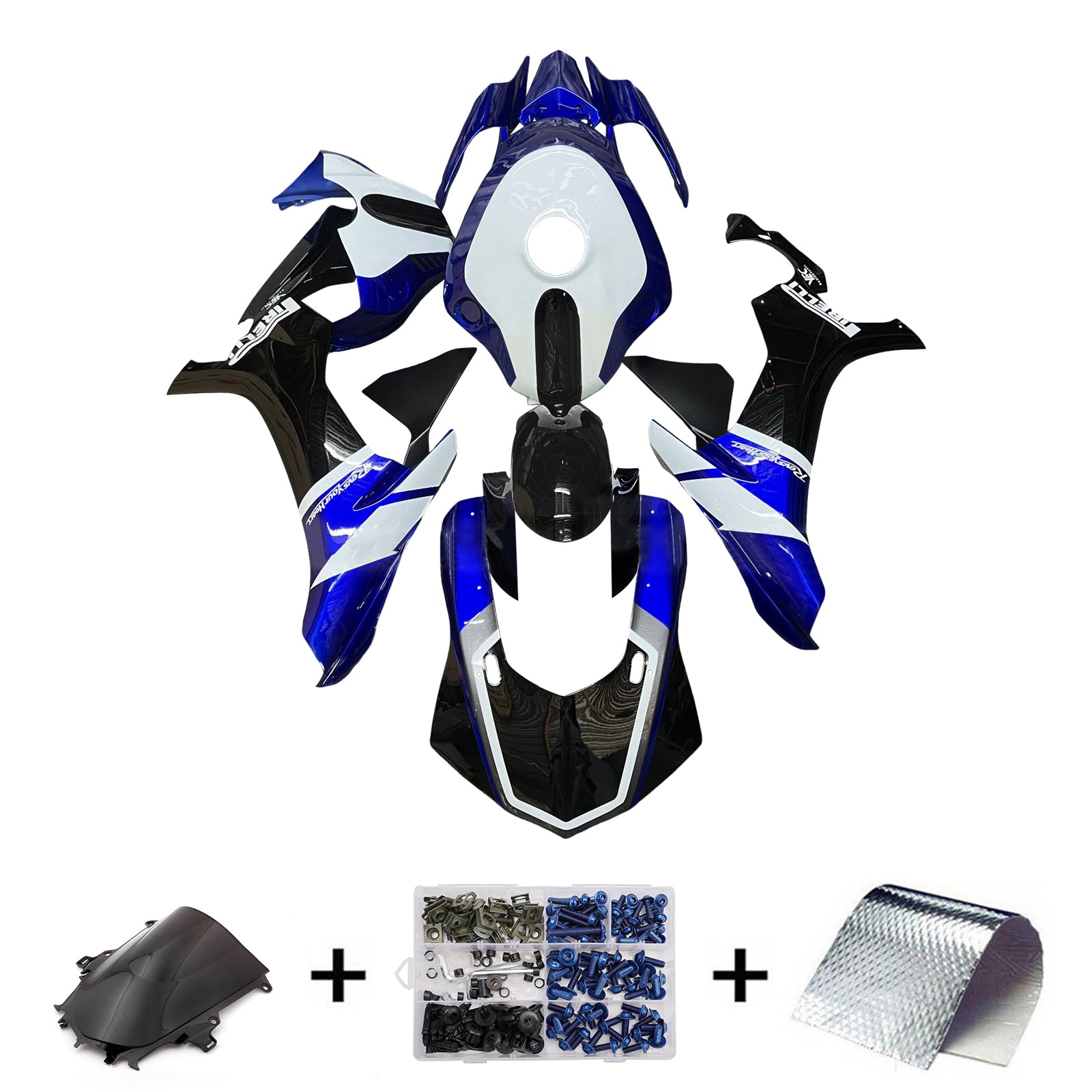 Amotopart 2015-2019 Yamaha YZF-R1 Blue & Black Fairing Kit