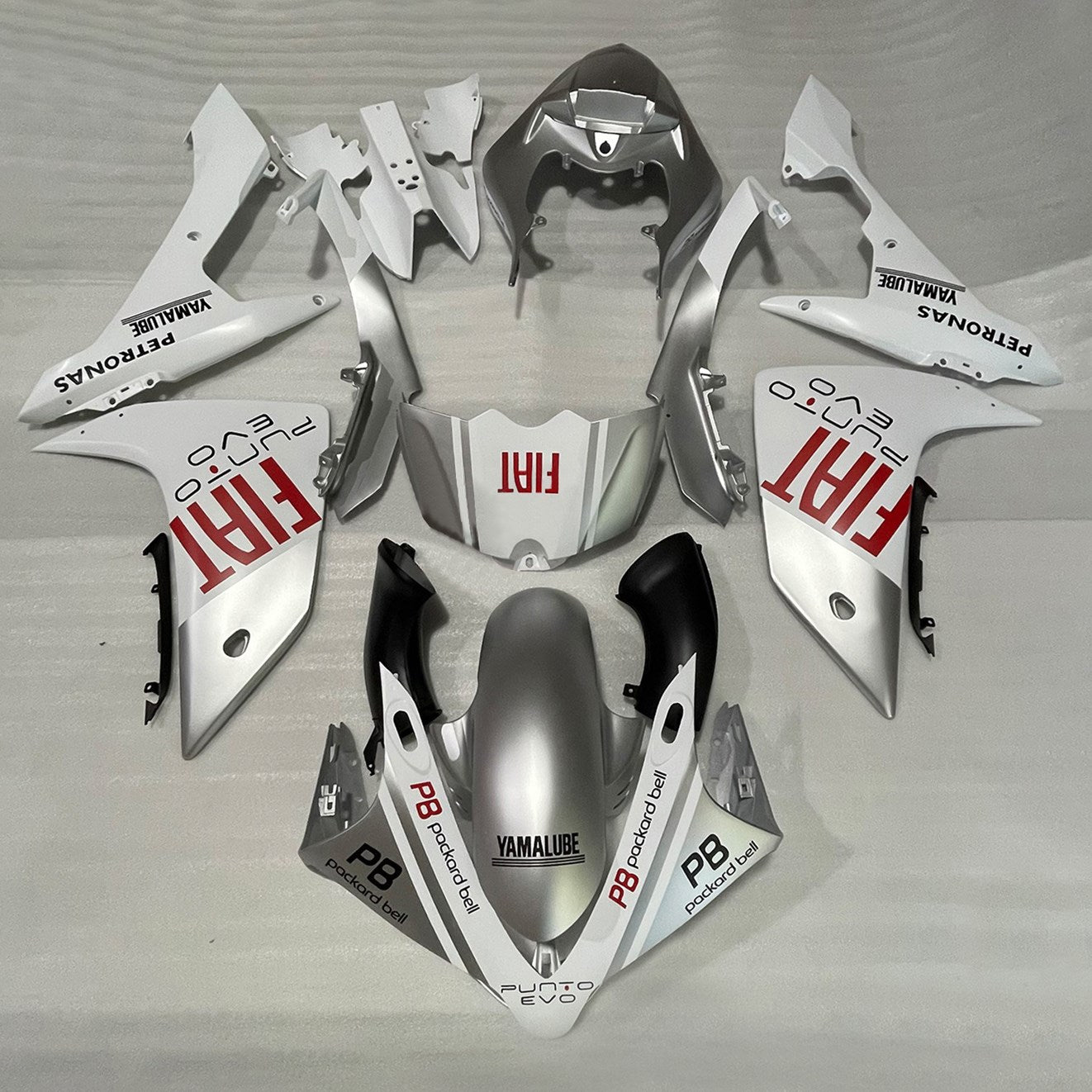 Amotopart 2007-2008 Yamaha YZF 1000 R1 White & Silver Fairing Kit