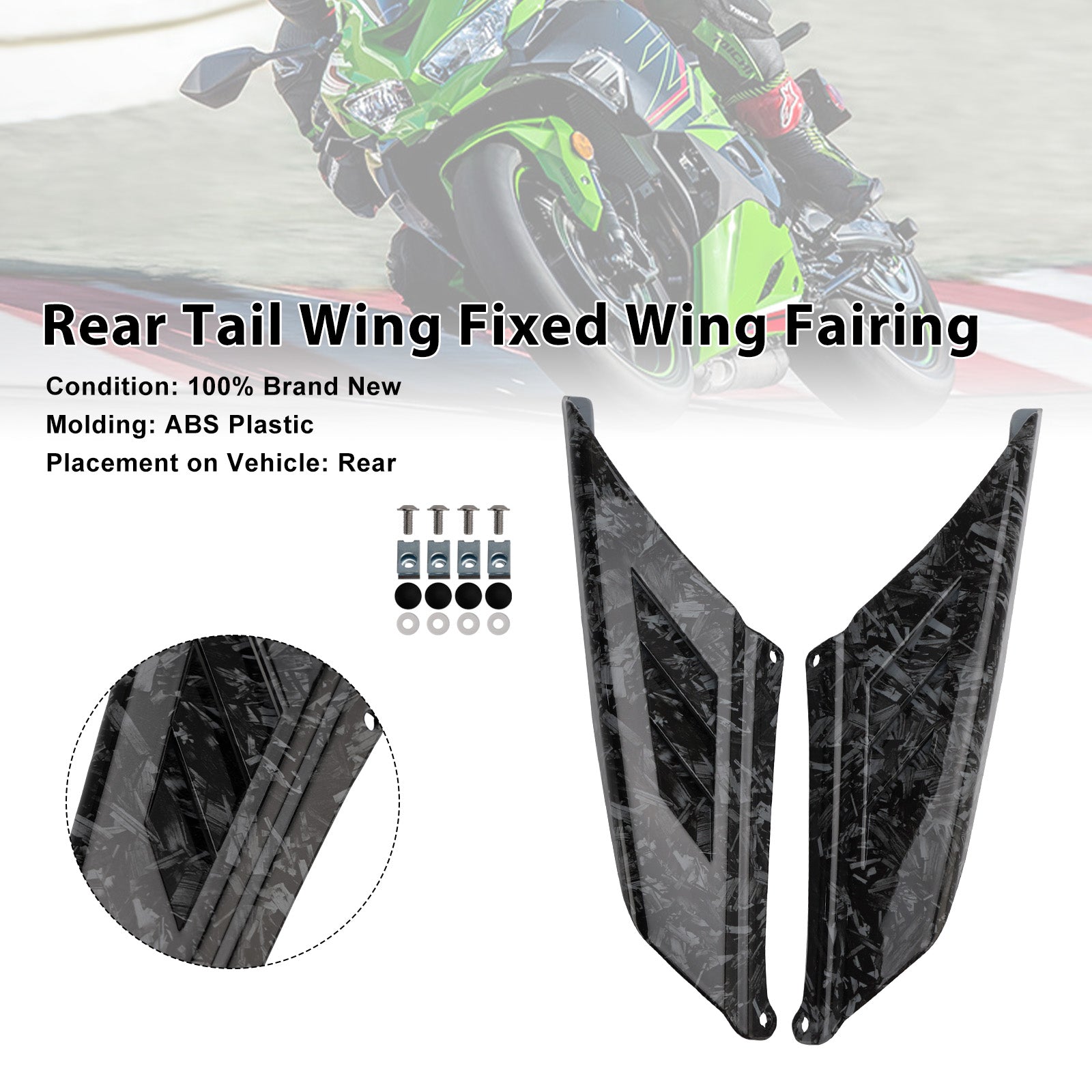 Kawasaki NINJA ZX-4R ZX-4RR 2023-2025 Rear Tail Wing Fixed Wing Fairing