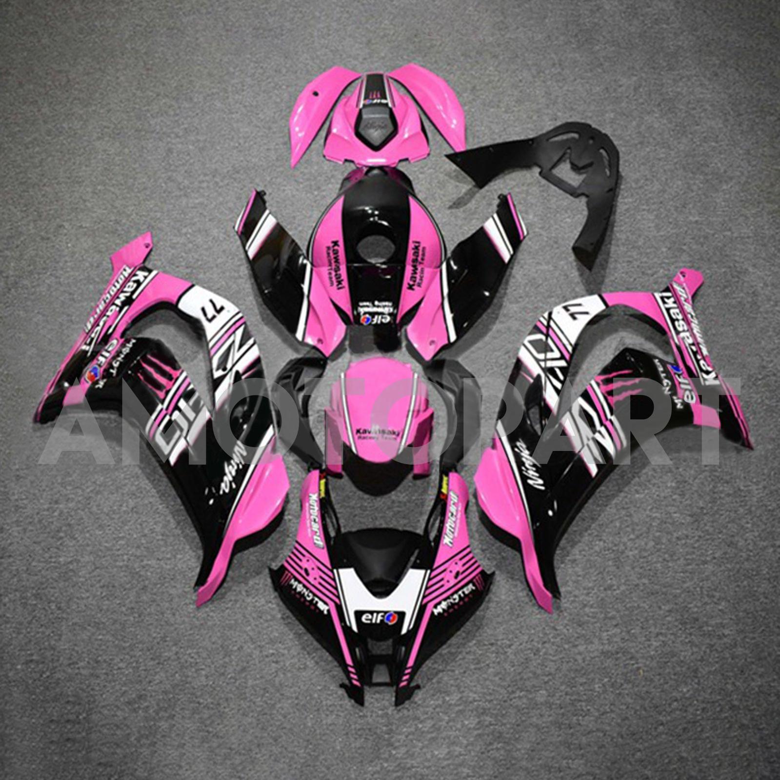 Amotopart 2016-2020 Kawasaki ZX10R Pink&Black Fairing Kit
