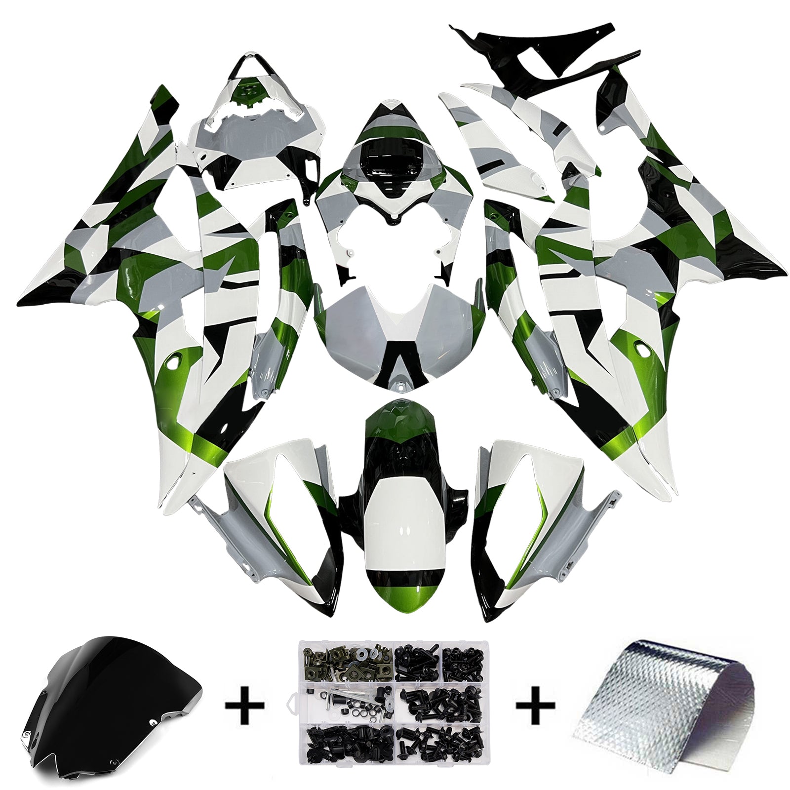 Amotopart 2008-2016 Yamaha YZF-R6 White & Black Fairing Kit