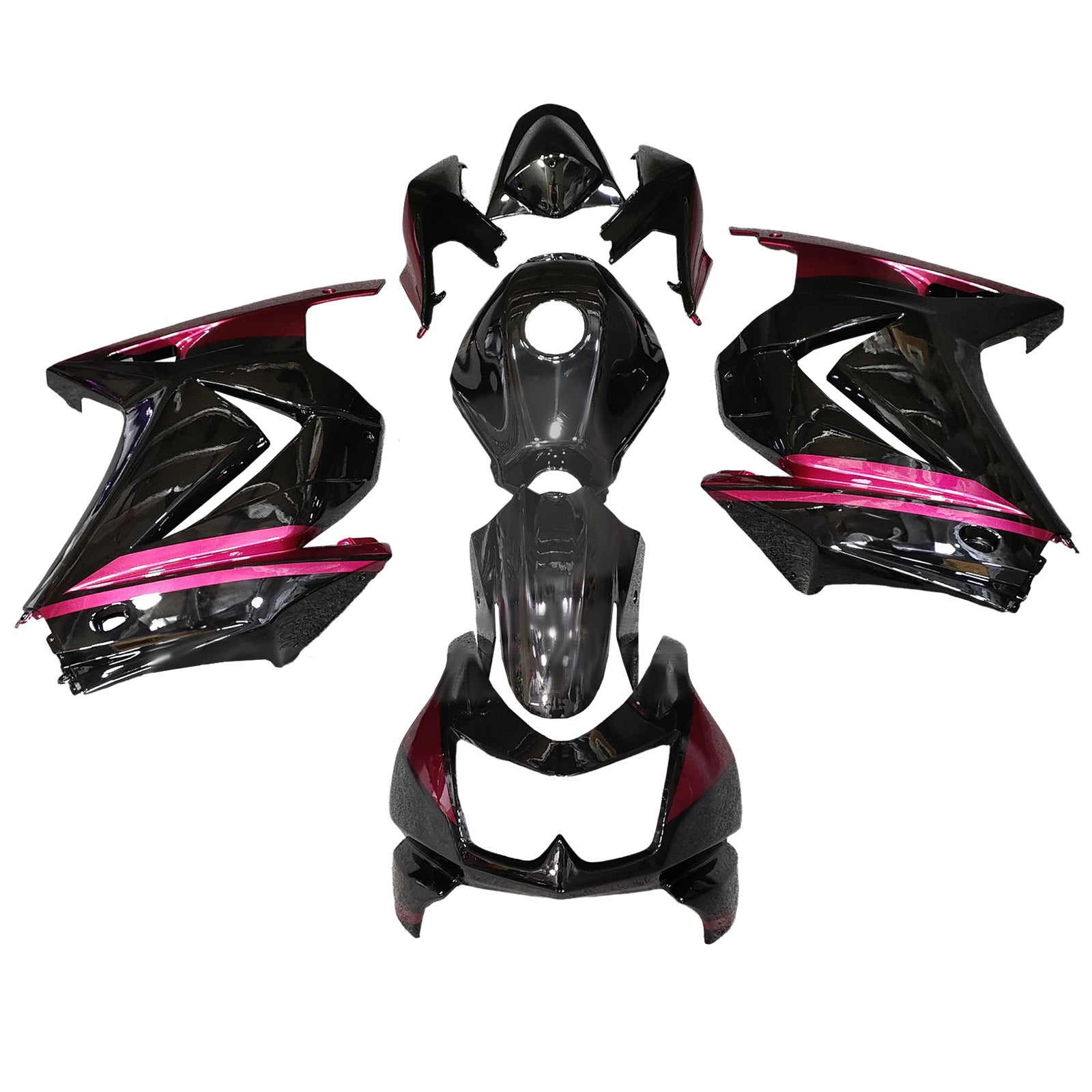 Amotopart 2008-2012 Kawasaki EX250/Ninja 250R Pink Black Fairing Kit
