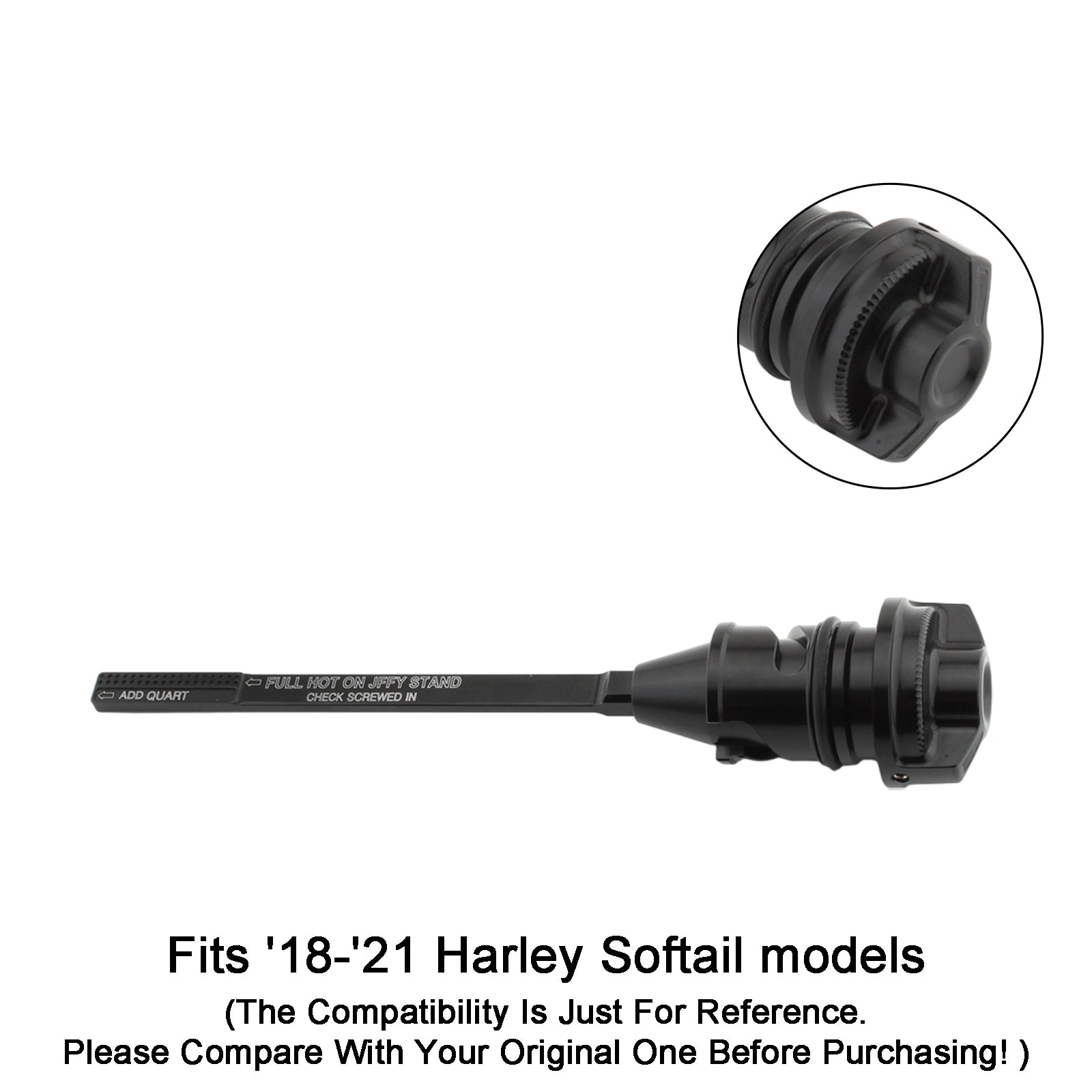 Harley Oil Dipstick Tank Cap Plug til Softail Breakout Standard Heritage Classic