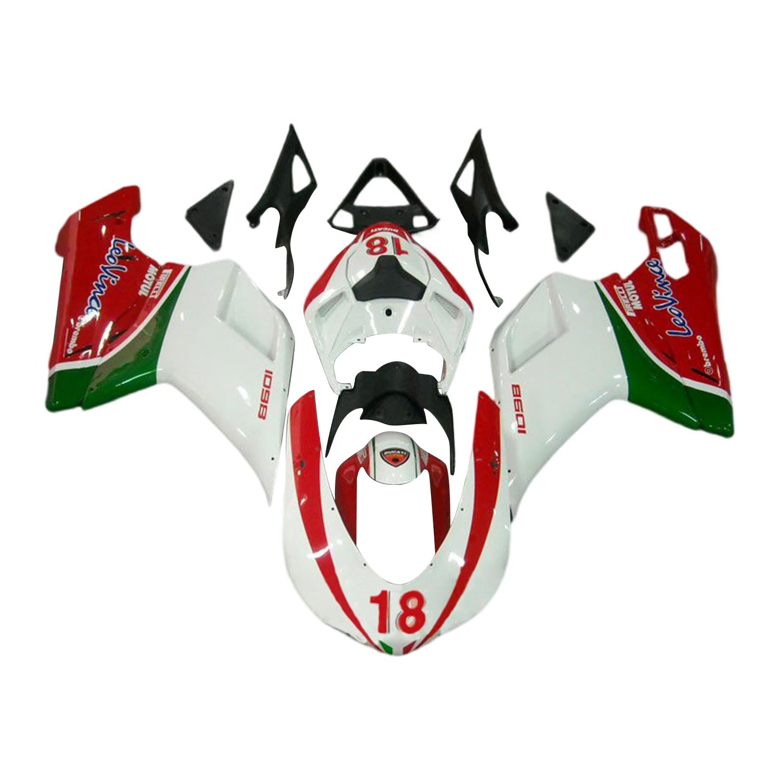 Amotopart All Years Ducati 1098 1198 848 Red&White Style3 Fairing Kit
