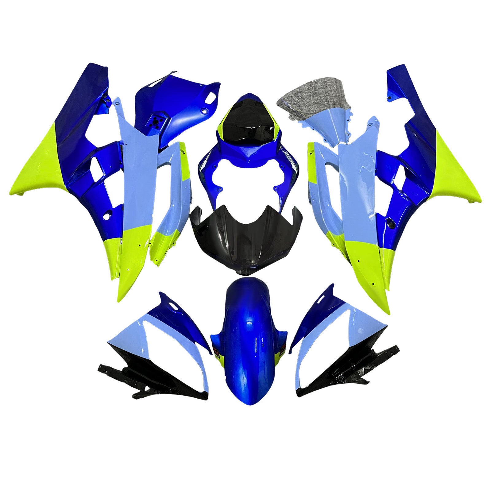 Amotopart 2006-2007 Yamaha YZF-R6 Blue Black Yellow Fairing Kit