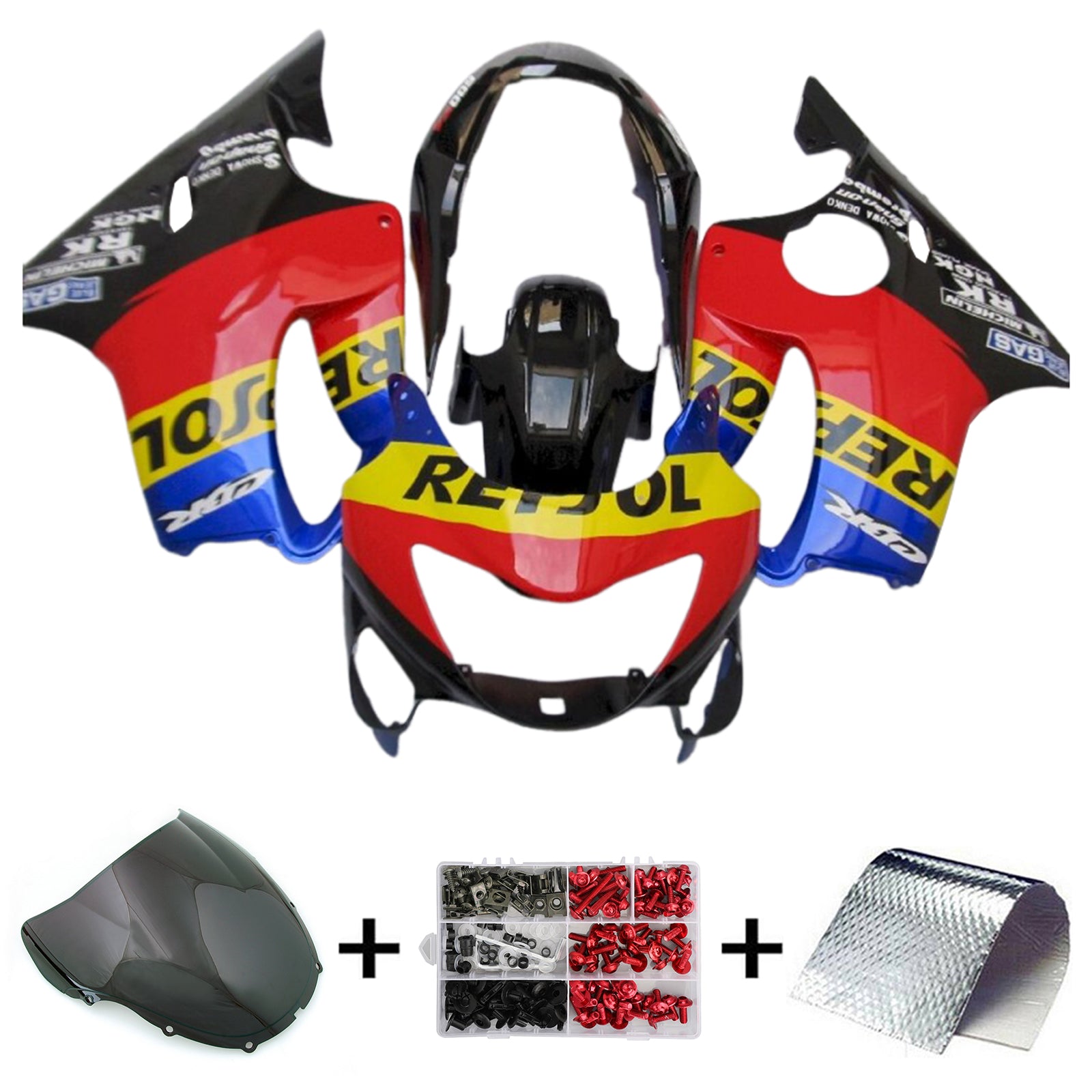Amotopart 1999-2000 Honda CBR600F4 Red Black Blue Yellow Fairing Kit