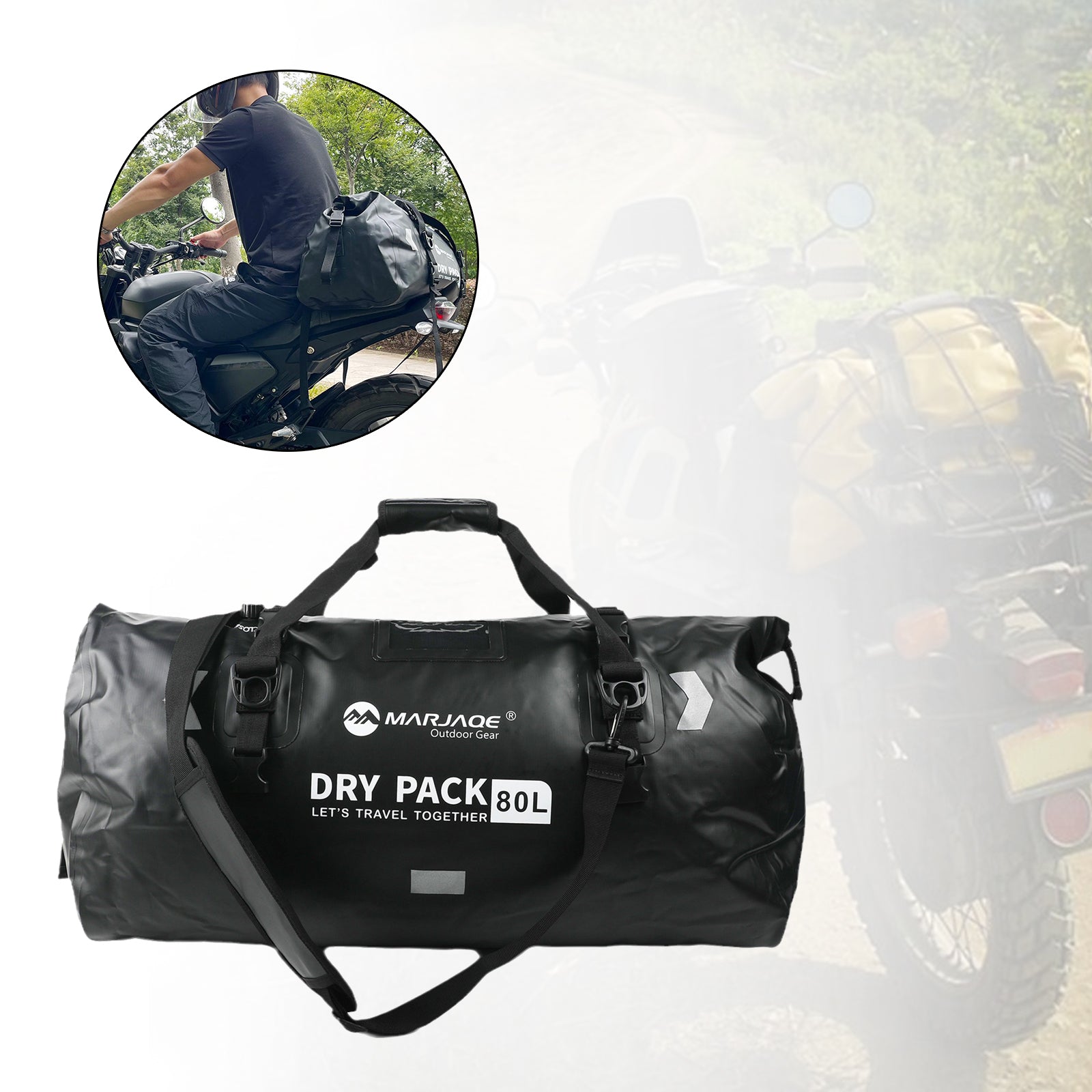 Motorcycle Universal Saddlebag Side Storage Tail Bag Pu Luggage 80L Black