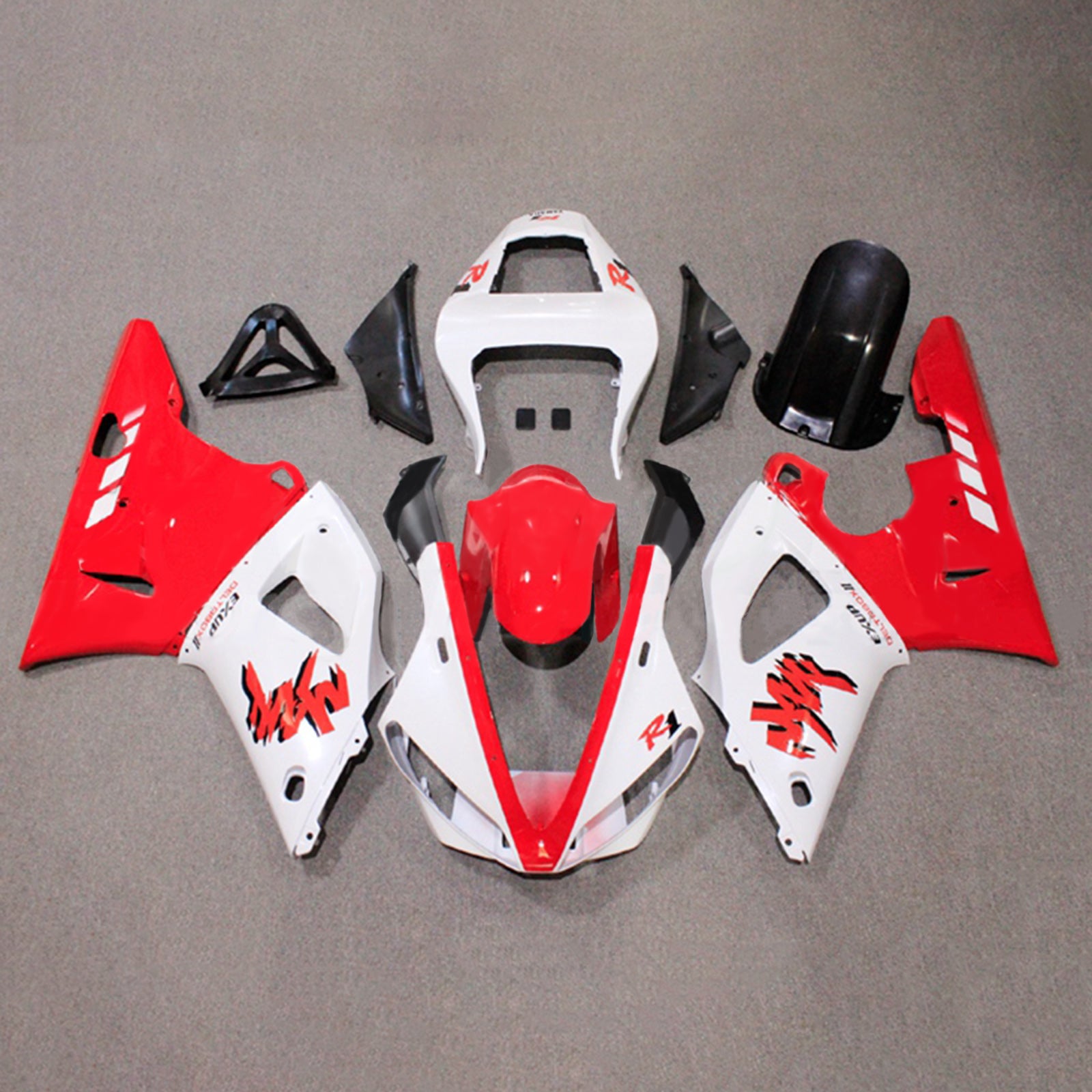 Amotopart 2000-2001 YZF 1000 R1 Yamaha Red & White Style 1 Fairing Zestaw
