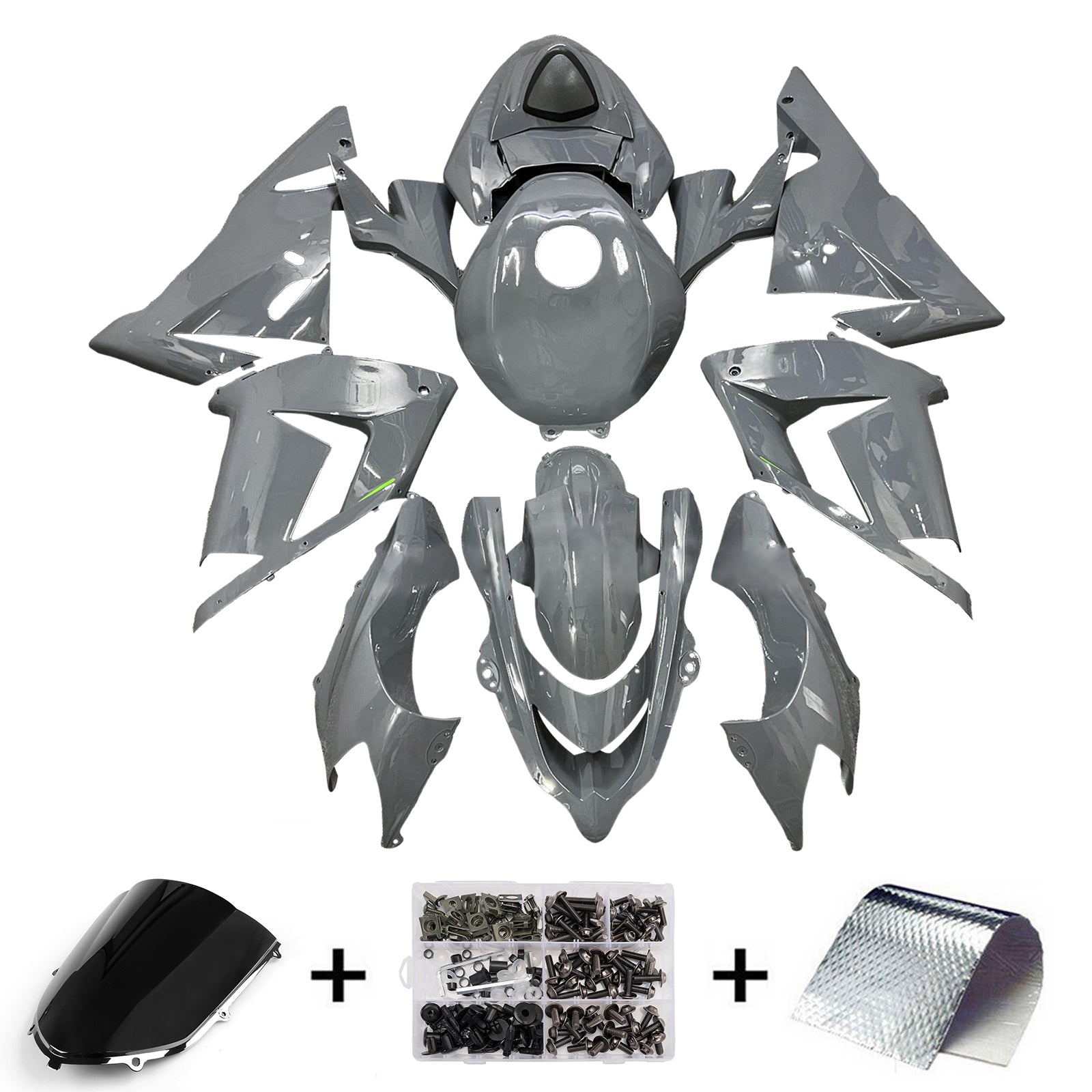 Amotopart 2004-2005 Kawasaki ZX10R Gloss Grey Fairing Kit