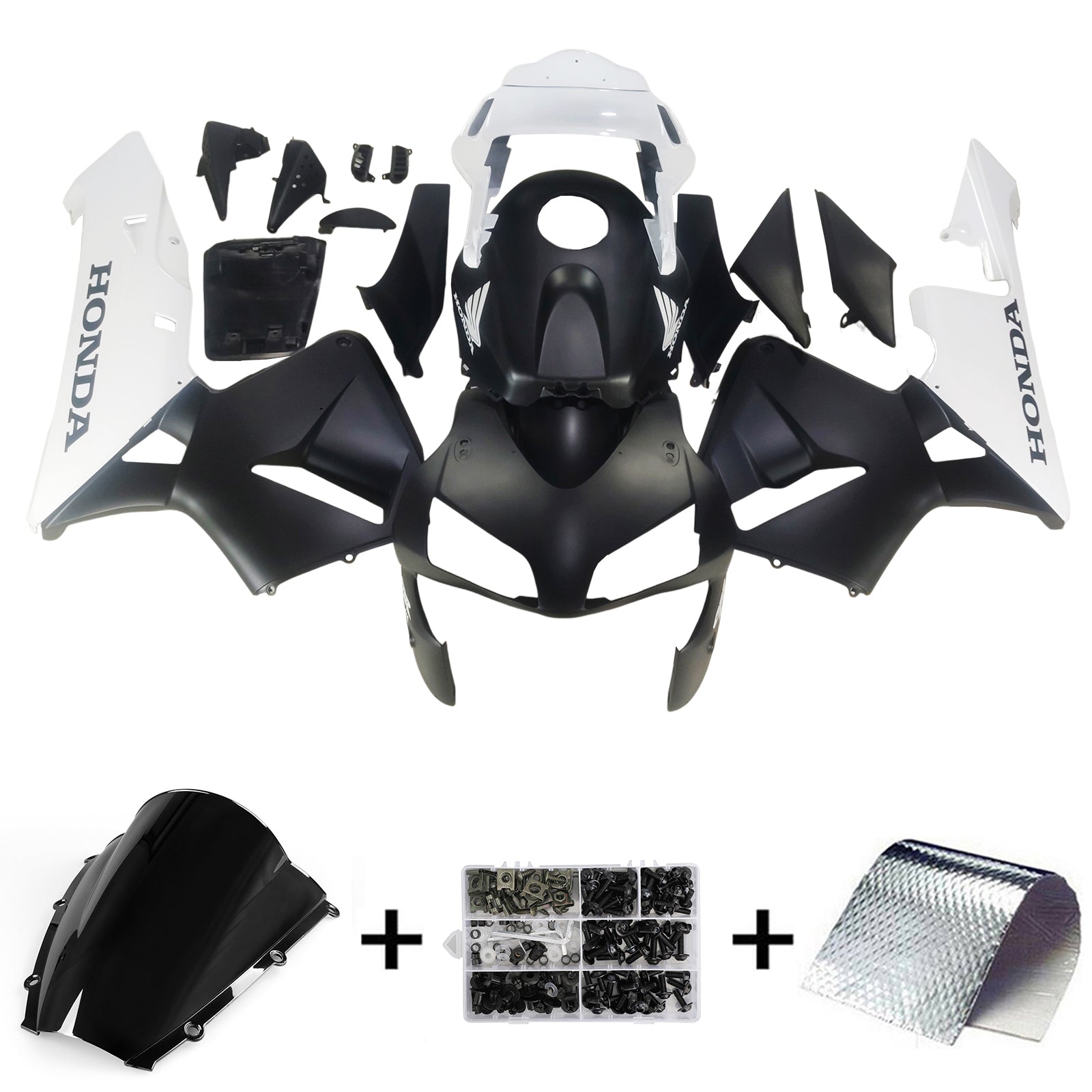 Amotopart 2003-2004 Honda CBR600RR White Black Fairing Kit