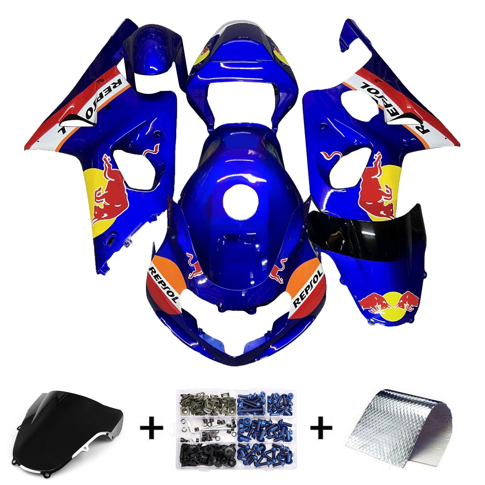 Amotopart 2000-2002 Suzuki GSXR1000 Blue Fairing Kit