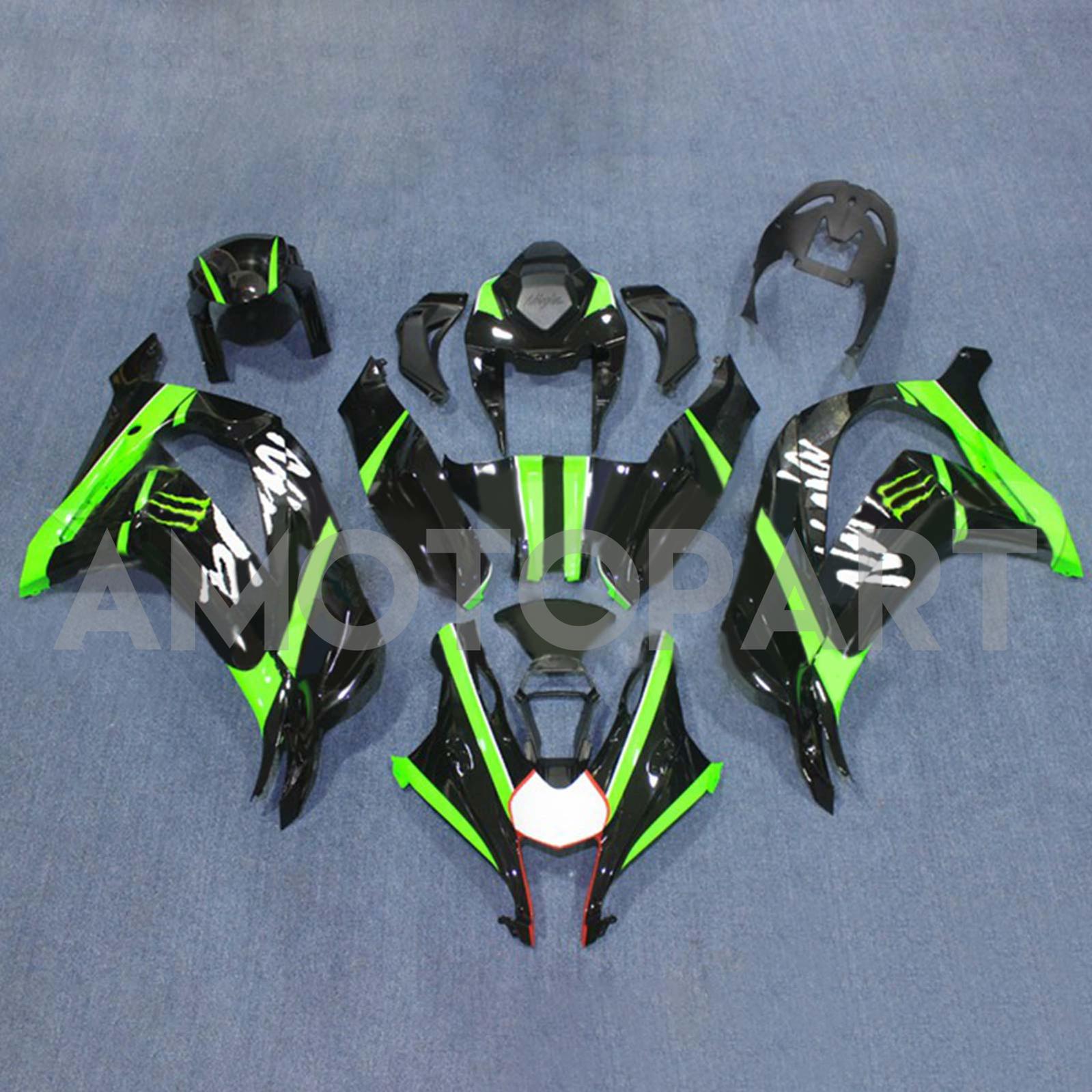 Amotopart 2016-2020 ZX10R Kawasaki Green&Black Style1 Fairing Kit