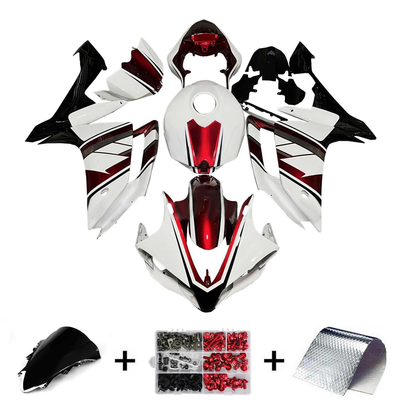 Amotopart 2007-2008 Yamaha YZF-R1 White Red Black Fairing Kit