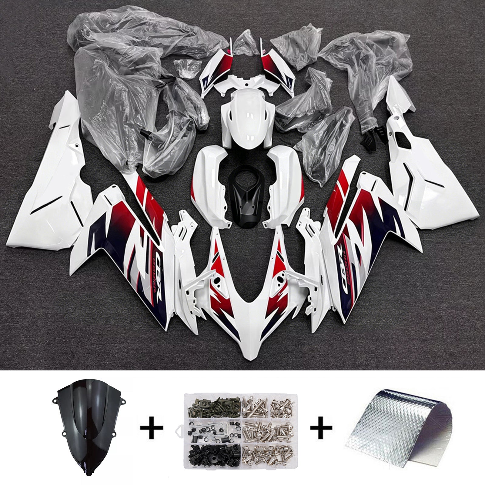 Amotopart 2023-2024 Honda CBR250RR White Fairing Kit