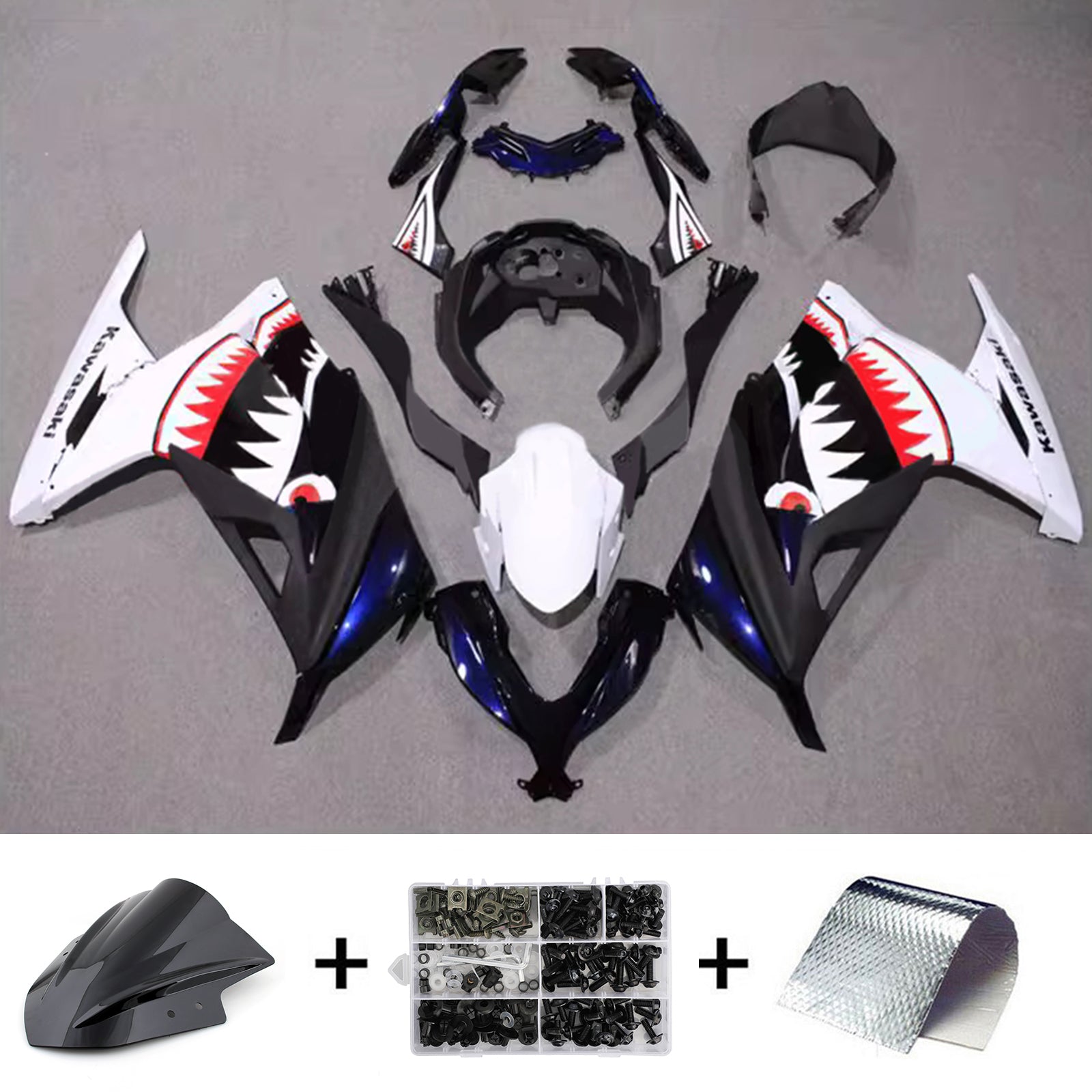 Amotopart 2013-2024 Kawasaki EX300/Ninja300 Black Red White Blue Fairing Kit