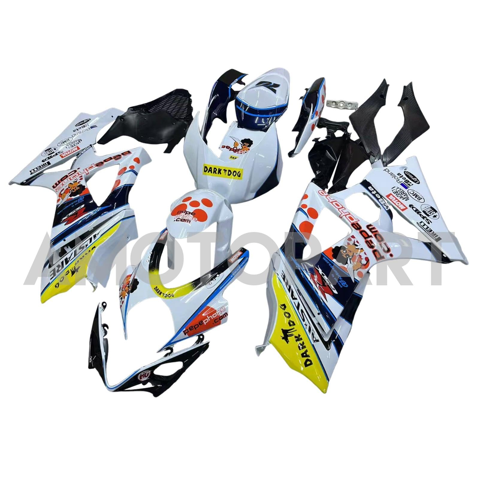 Amotopart 2007-2008 Suzuki GSXR1000 White Black Yellow Red Fairing Kit
