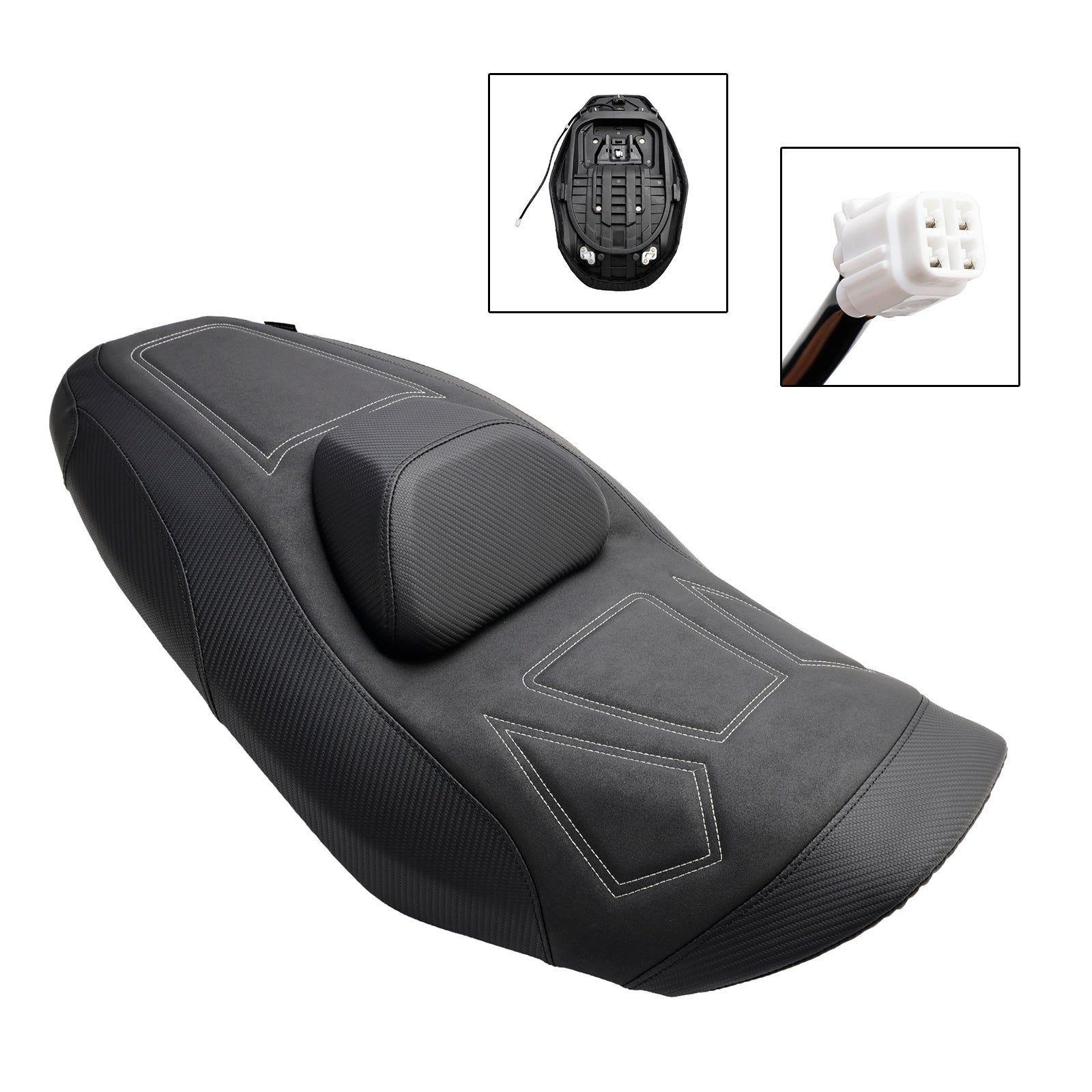 2022-2024 YAMAHA T-MAX VÄRMANDE FRAM BAKTAR PASSENGER SEAT Blue Yellow