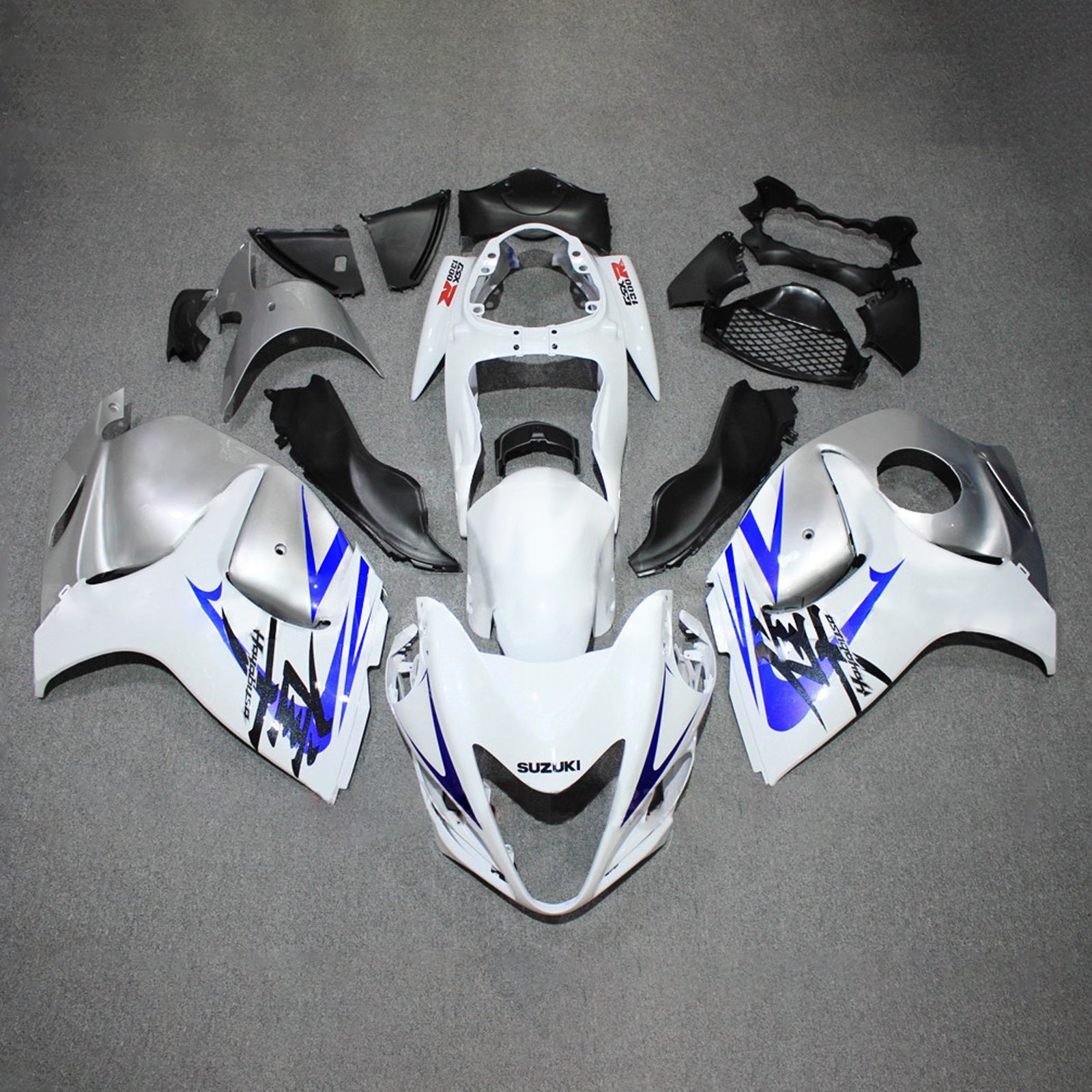 Amotopart 2008-2020 Suzuki Hayabusa GSX1300R White Blue Black Fairing Kit