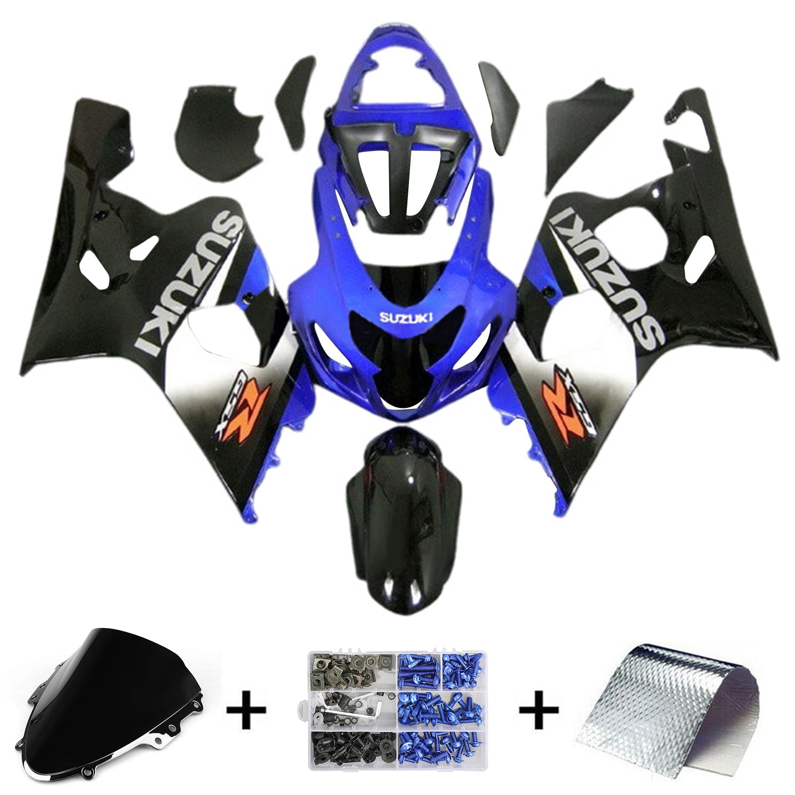 Amotopart 2004-2005 K4 GSXR 600/750 Suzuki Blue&Black Style2 Fairing Kit