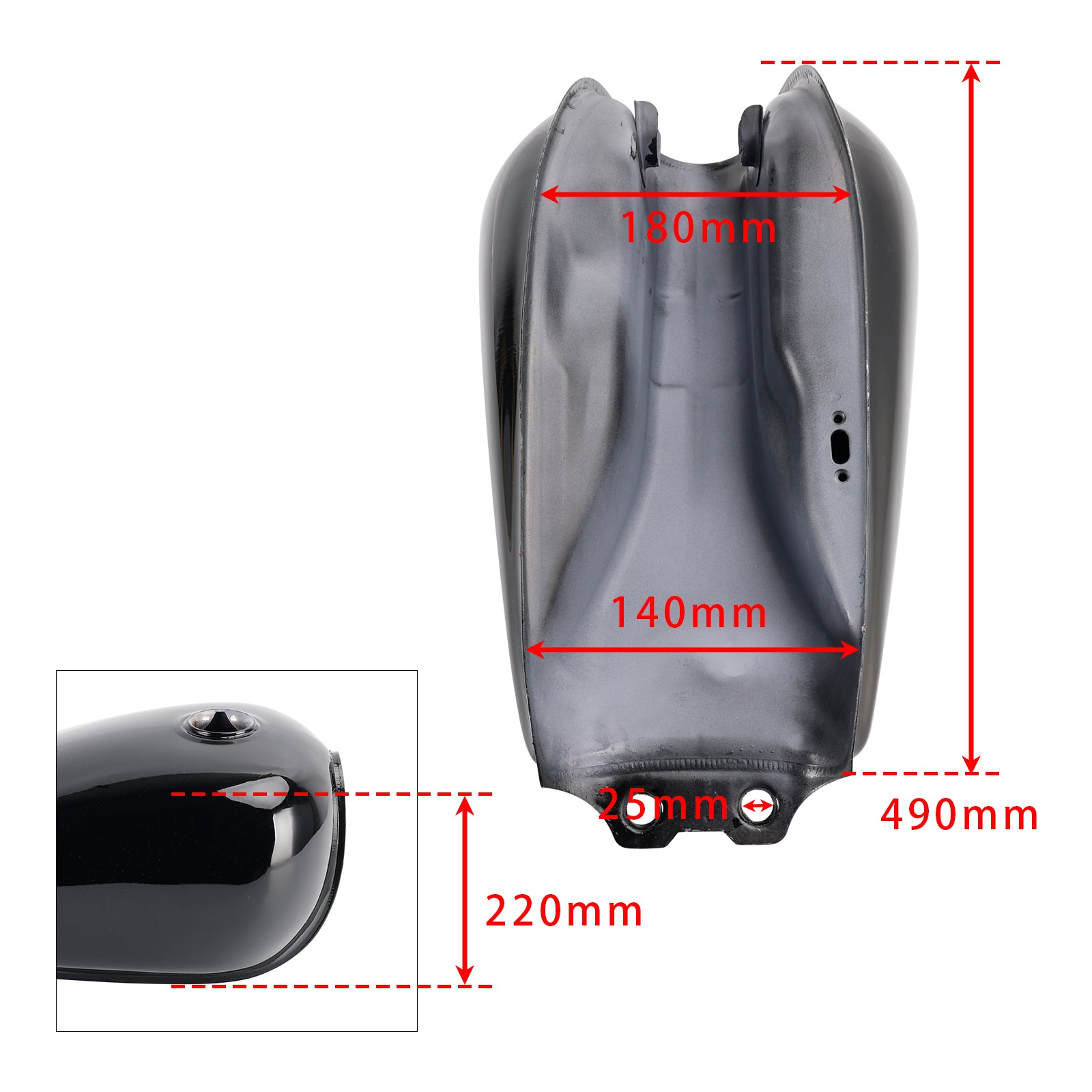 Suzuki GN125 Cafe Racer Bobber Gas Tank Motorcycle Fuel Retro Classic Black