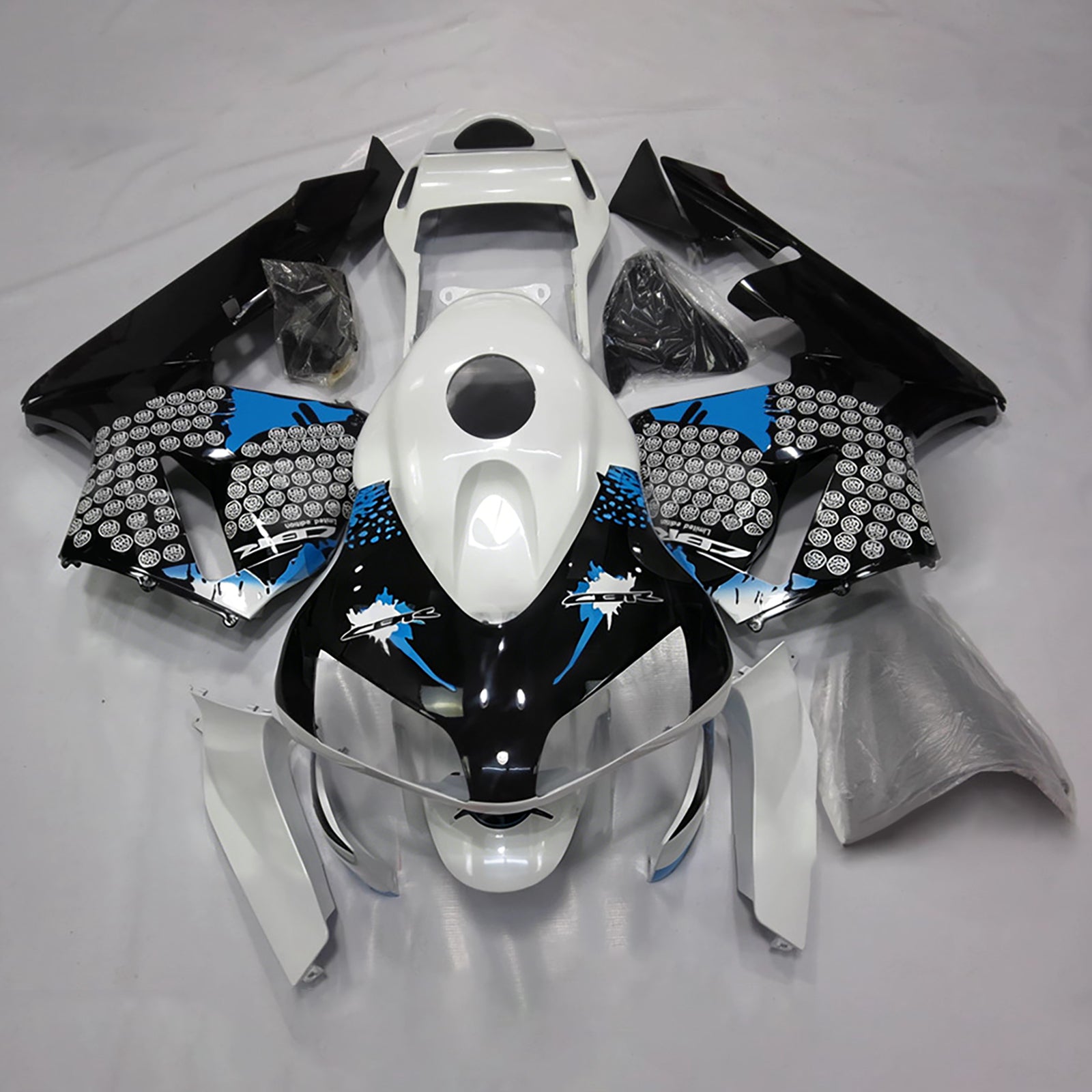 Amotopart 2003-2004 Honda CBR600RR Black White Fairing Kit