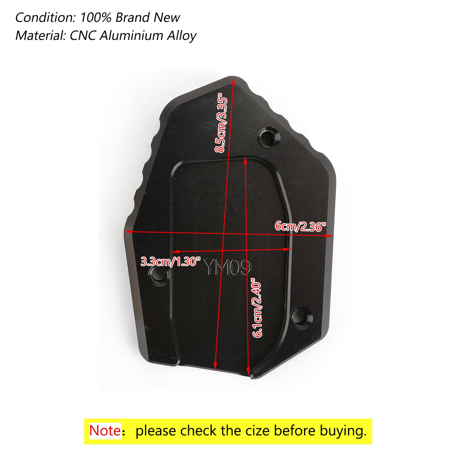 YAMAHA MT09 FZ09 FJ09 TRACER 900 15-19 Side Stand Standstand Plaat Pad Blue