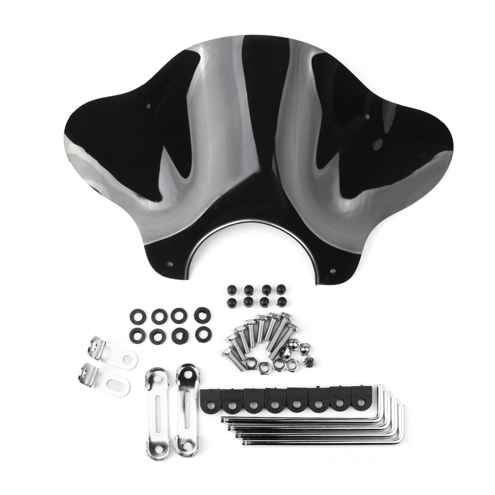 Windshield de pára -brisa universal de motocicleta com kit de montagem preto