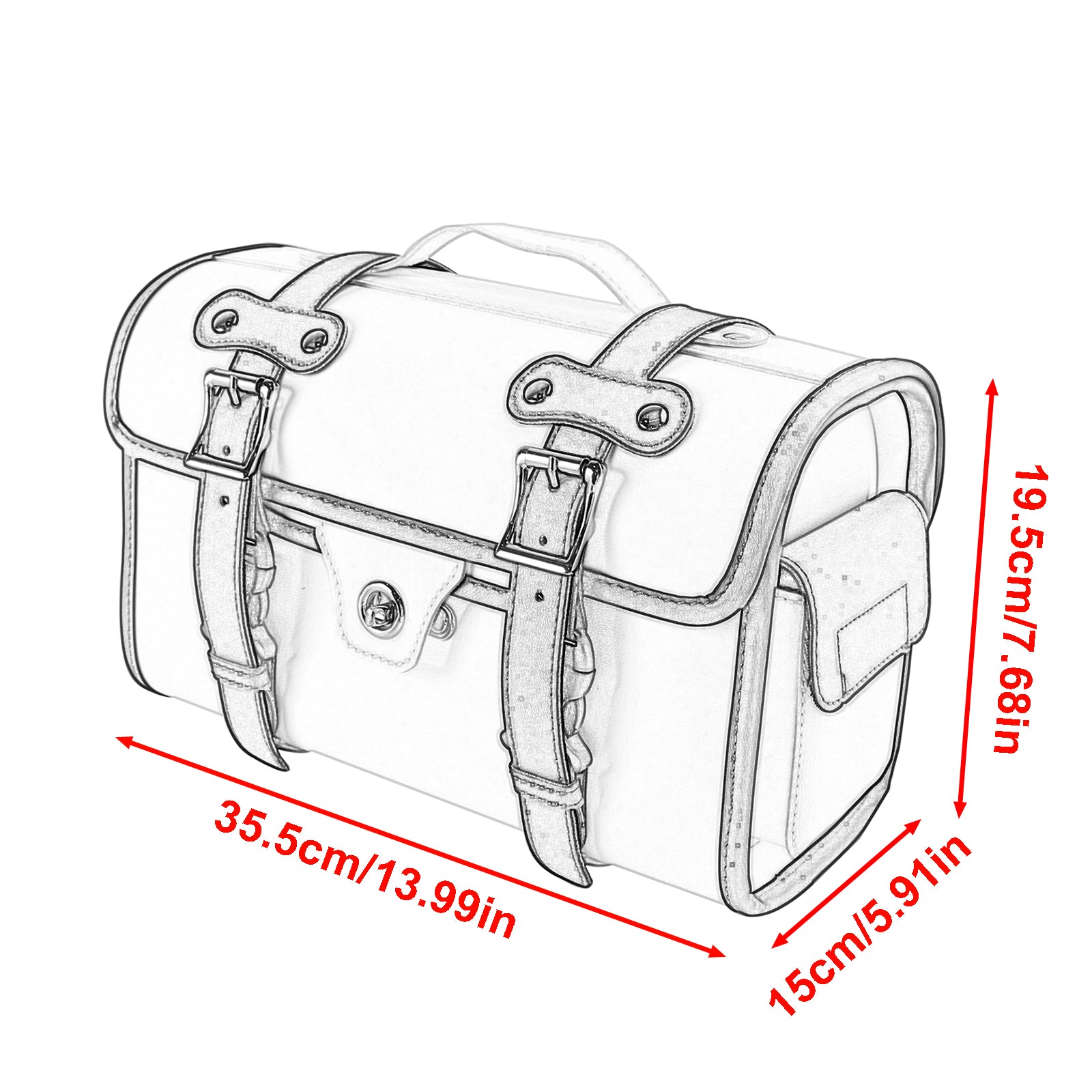 Schwarze Motorrad-Hecktasche, PU-Seiten-Satteltasche, Gepäcktasche, Aufbewahrung