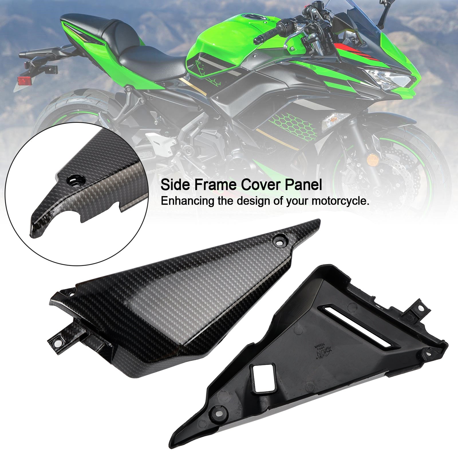 Painel de tampa lateral de carbono Capuz de carenagem para Kawasaki Z650 Ninja 650 2017-2020 genérico