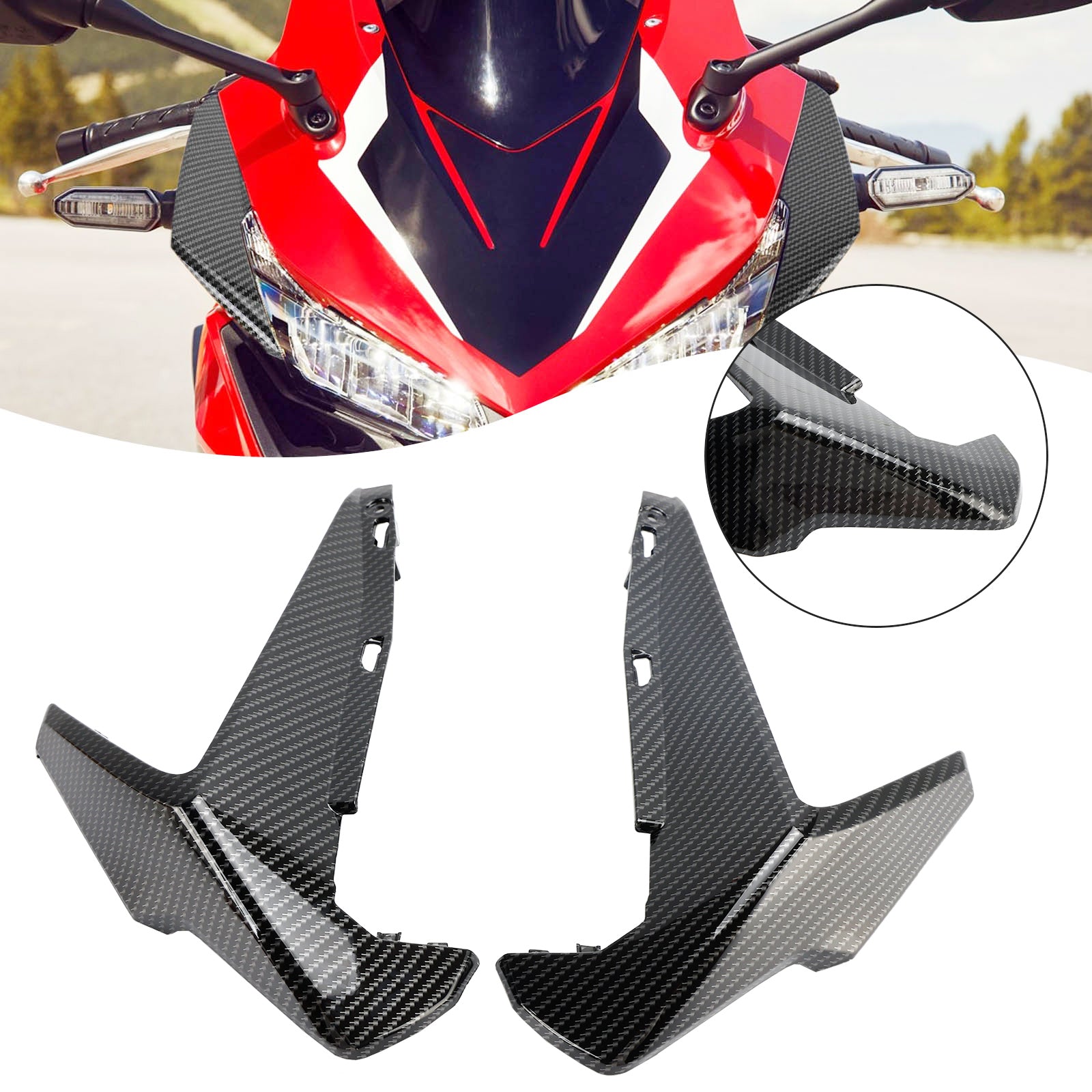 Front Nose Cover Forlight Panel Fairing til Honda CBR500R 2019-2021 Carbon