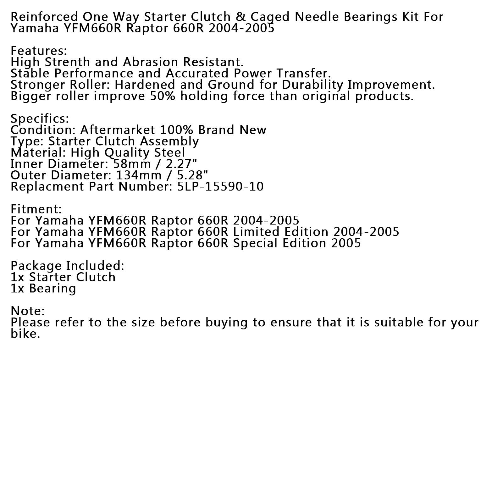 04-05 Yamaha YFM660R Raptor 660 Assembly Starter Einweg 5LP-15590-10-00