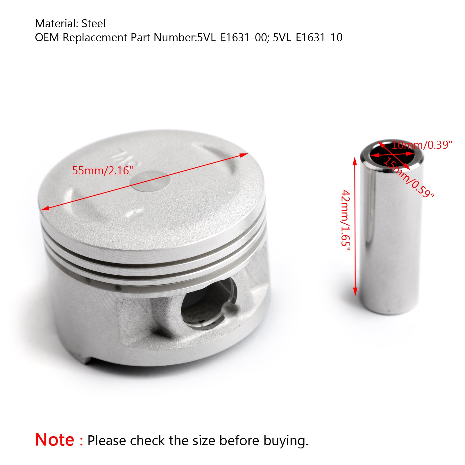 Bore de taille Yamaha YBR125 + 1,00 mm 125 YBR UK 55 mm Kit d'anneau piston