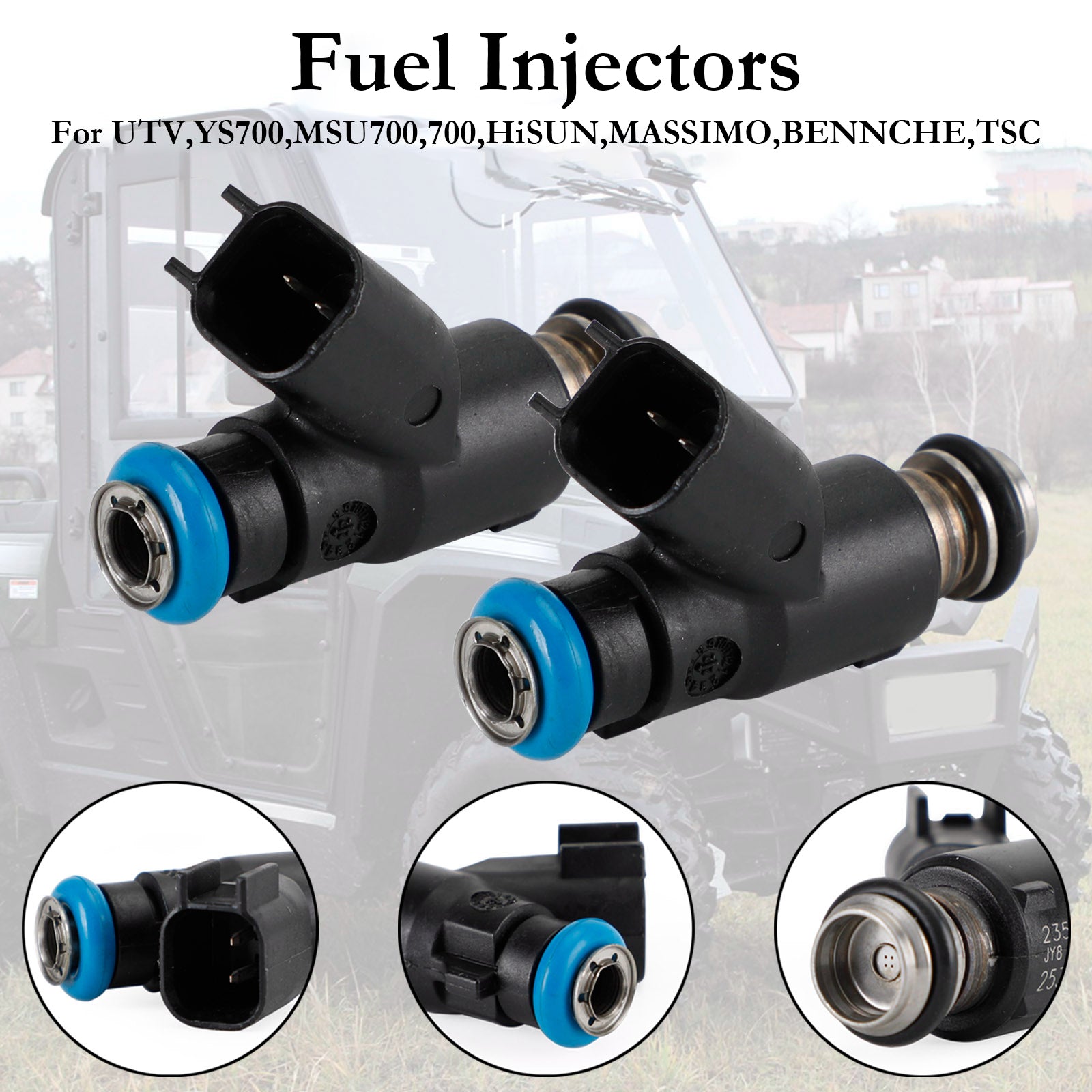 2PCS Fuel Injector For HiSun EFI 700 ATV UTV 16400-007C-0000 ,25160-F39-000, 358800001 25377439