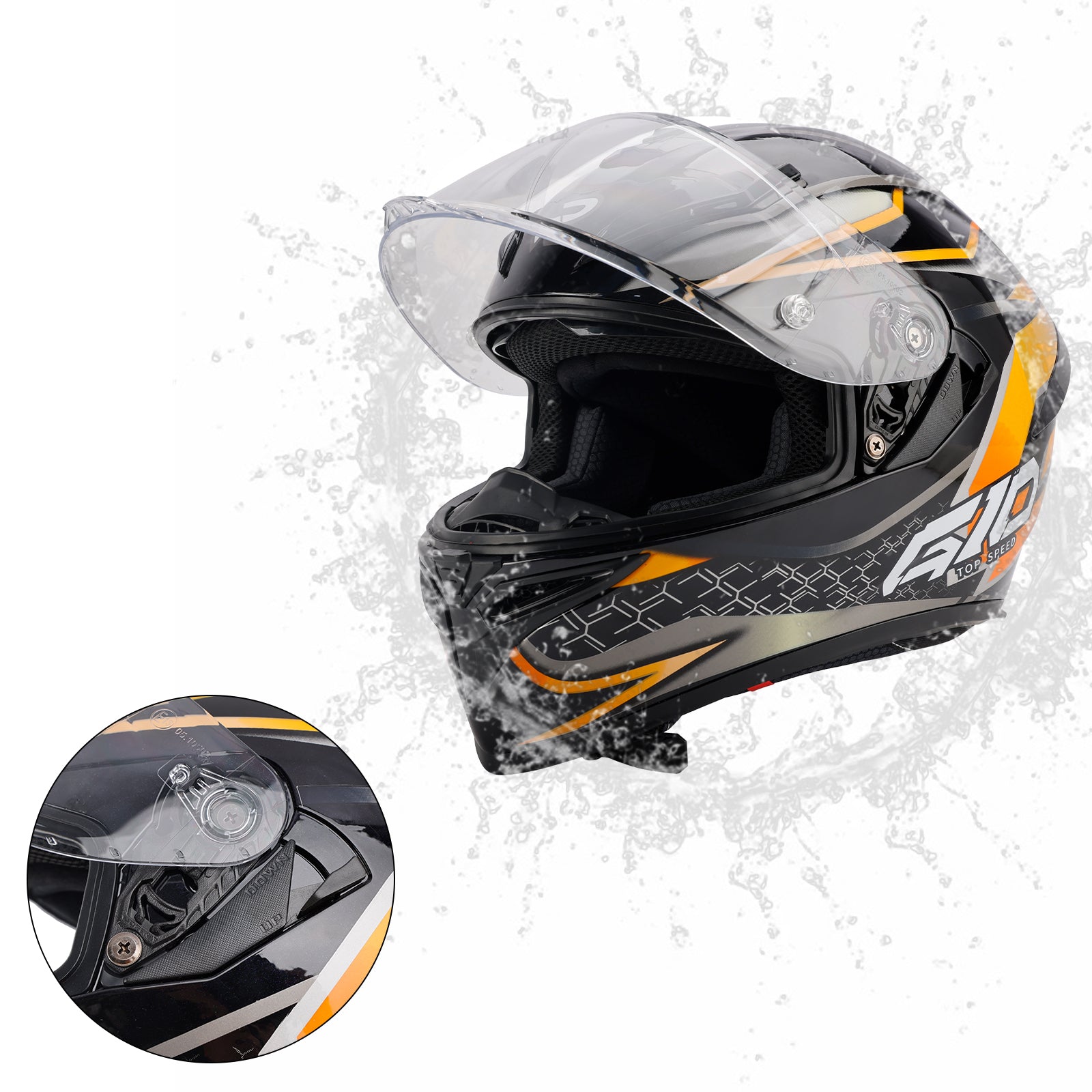 Amotopart DOT Motorcycle Helmet Adult Street Full Face Orange