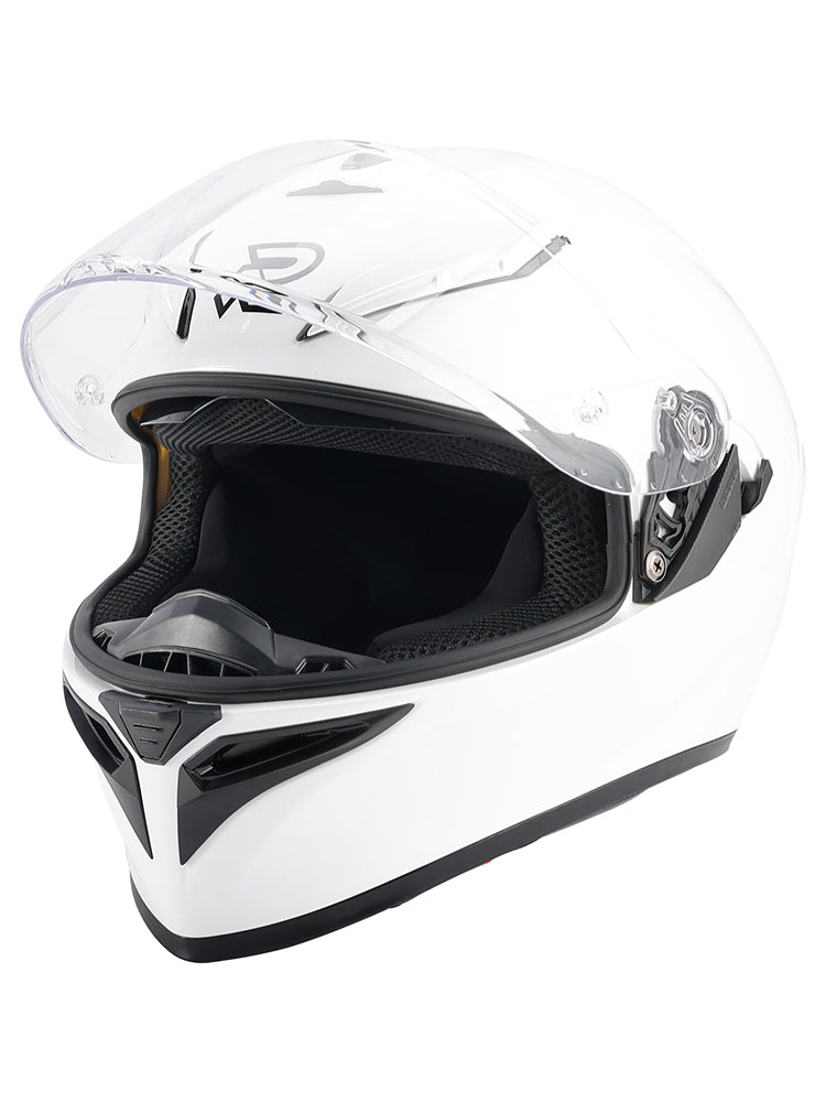 Amotopart DOT バイクヘルメット 大人用 ストリート フルフェイス ホワイト