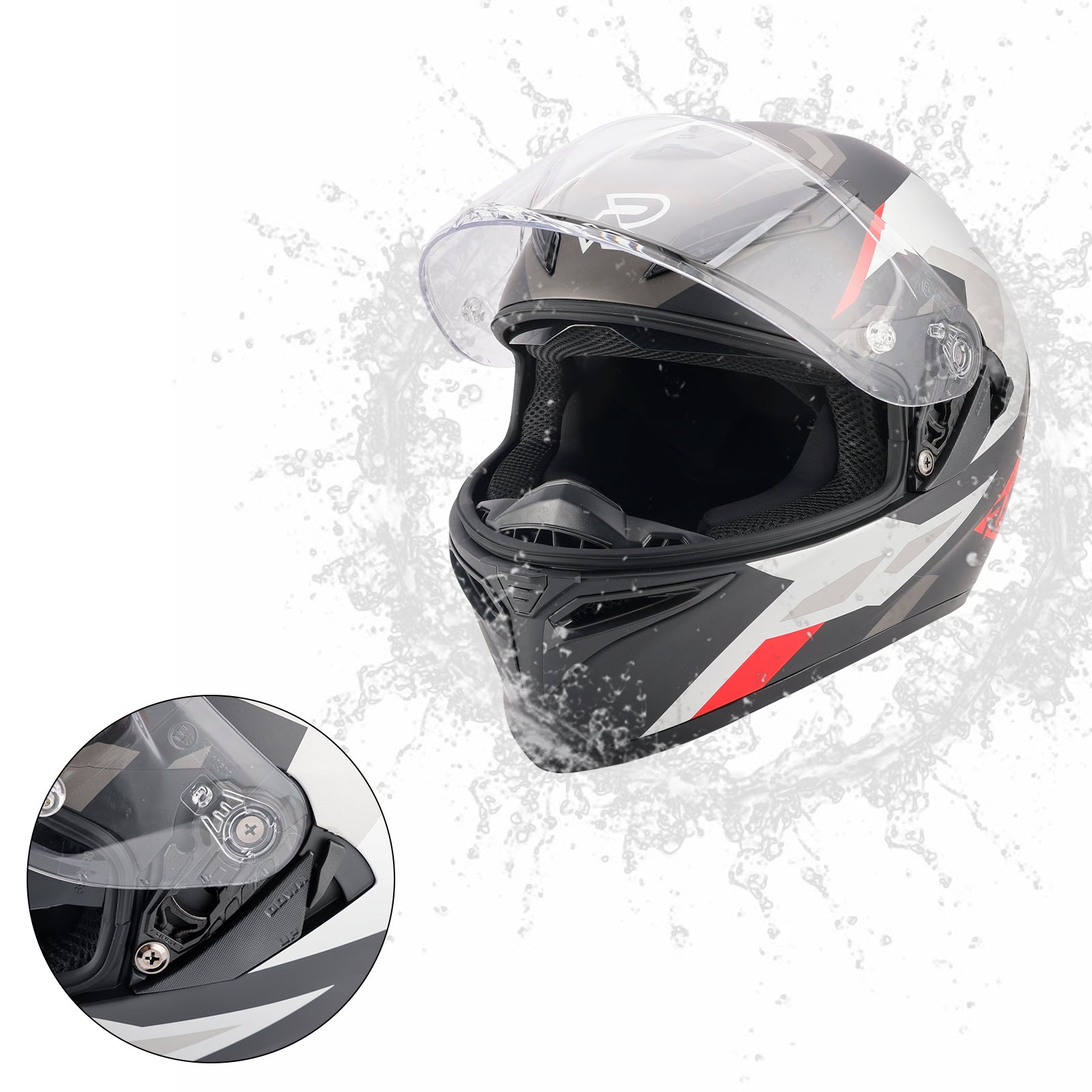 Amotopart DOT Motorcycle Helmet Adult Street Full Face Red Black