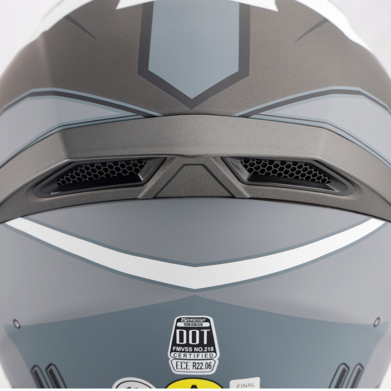 Amotopart DOT Motorcycle Helmet Adult Street Full Face Gray White