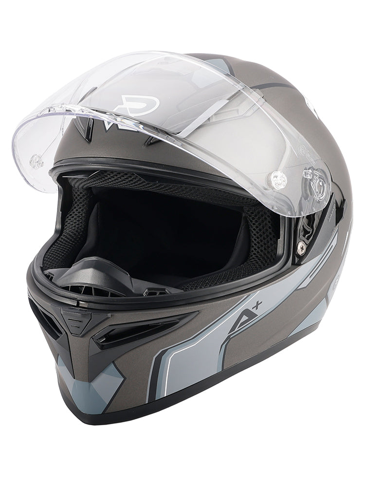 Amotopart DOT Motorcycle Helmet Adult Street Full Face Gray White
