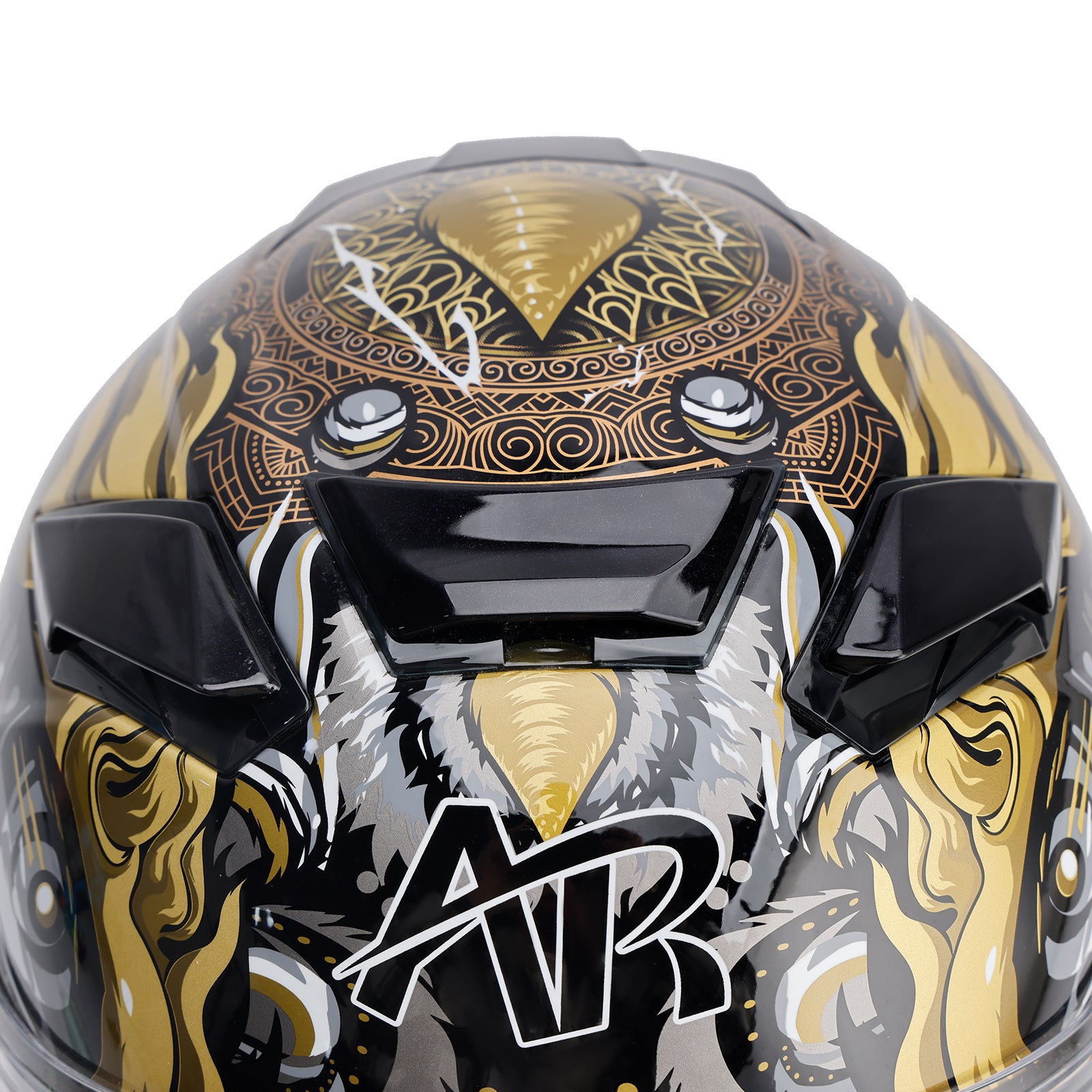 Amotopart DOT Motorcycle Helmet Adult Street Full Face Black gold