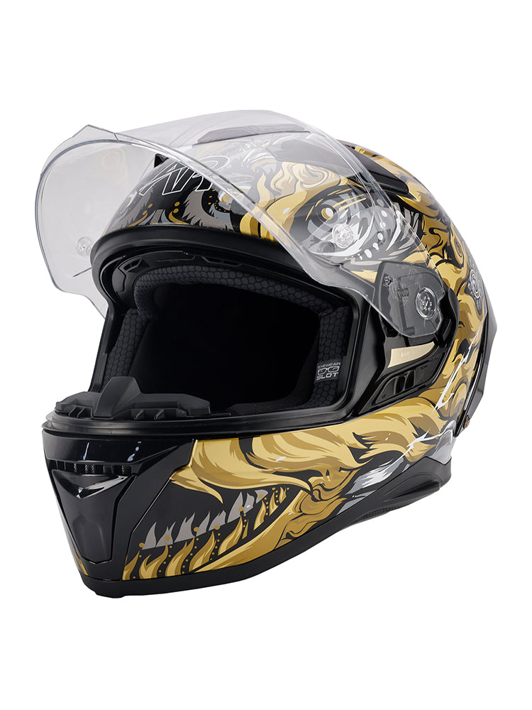 Amotopart DOT Motorcycle Helmet Adult Street Full Face Black gold