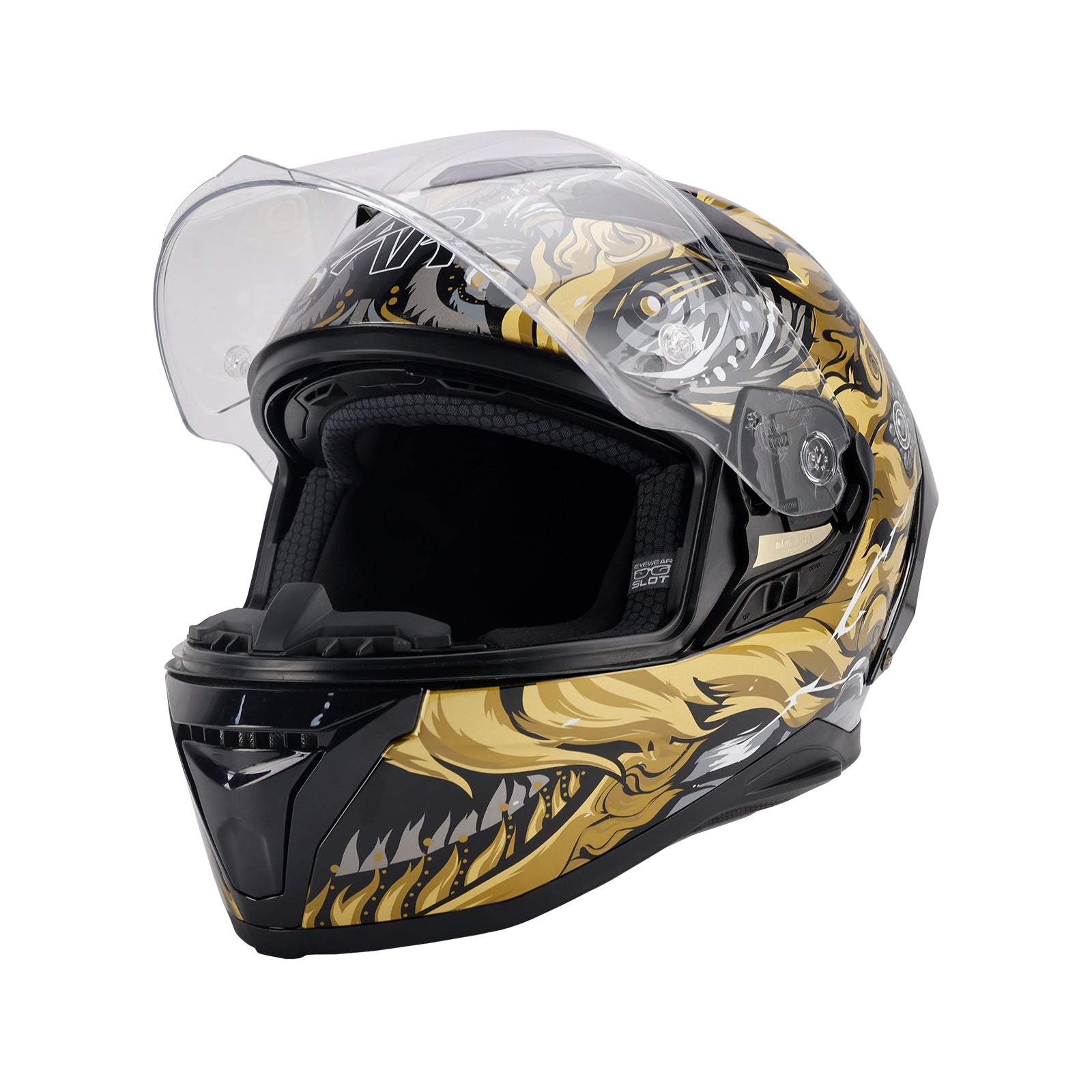 Amotopart DOT Motorcycle Helmet Adult Street Full Face Black gold