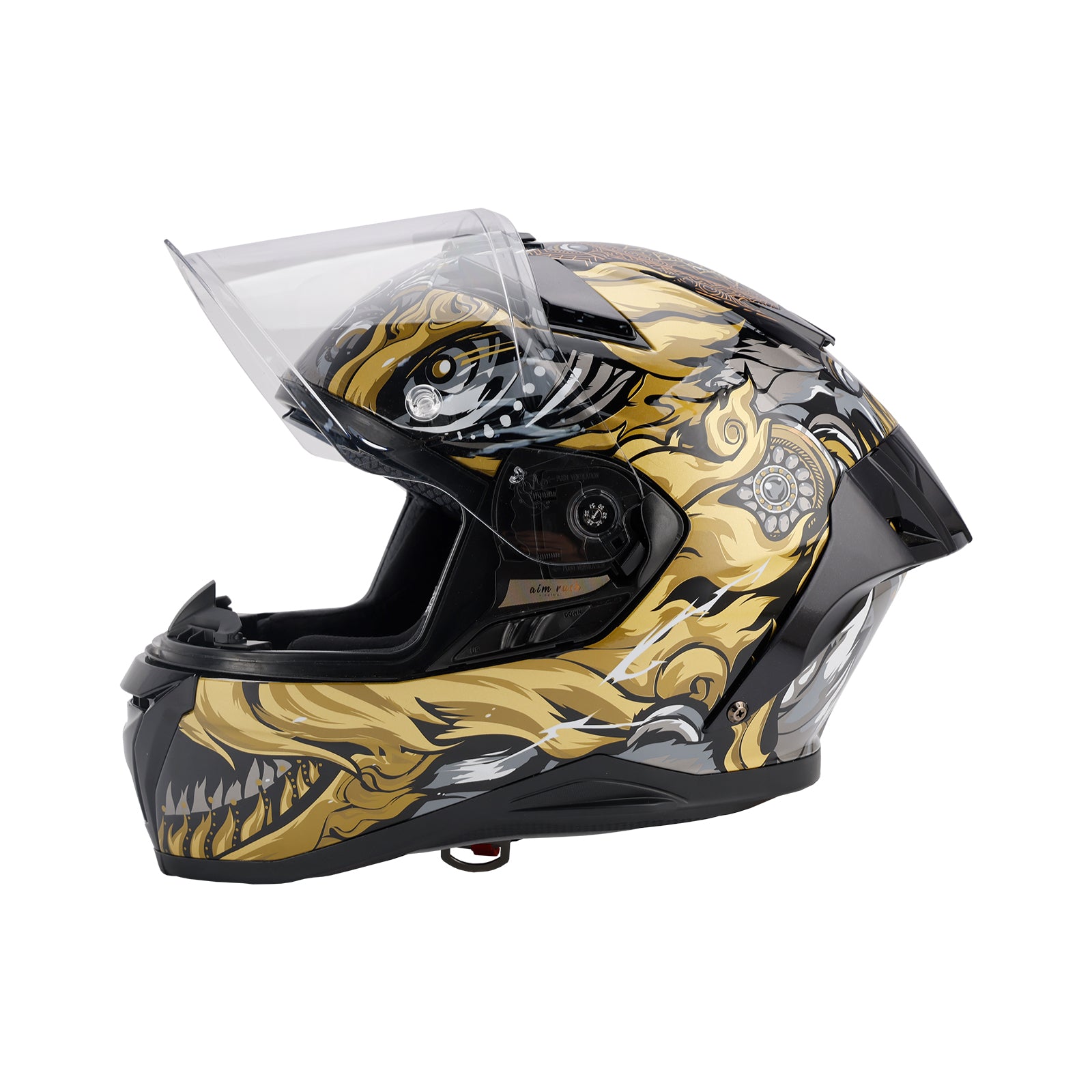 Amotopart DOT Motorcycle Helmet Adult Street Full Face Black gold
