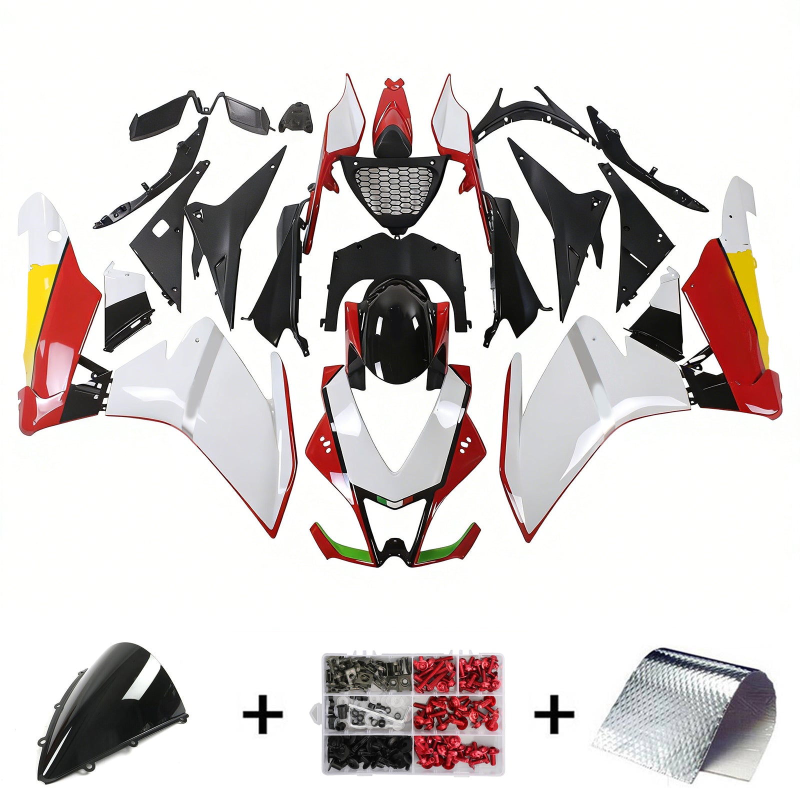 Amotopart 2009-2015 RSV4 1000 Aprilia White & Red Style4 Fairing Kit